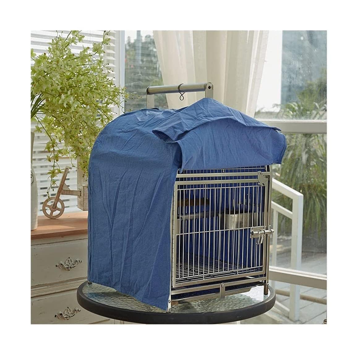 HTTGDGDH 24.4In Portable Birdcages Simple Retro Birdcage 304 Stainless Steel Bird Cage Durable Bird Carriers Home Bird House Carrier,Bird Cage+cage Cover