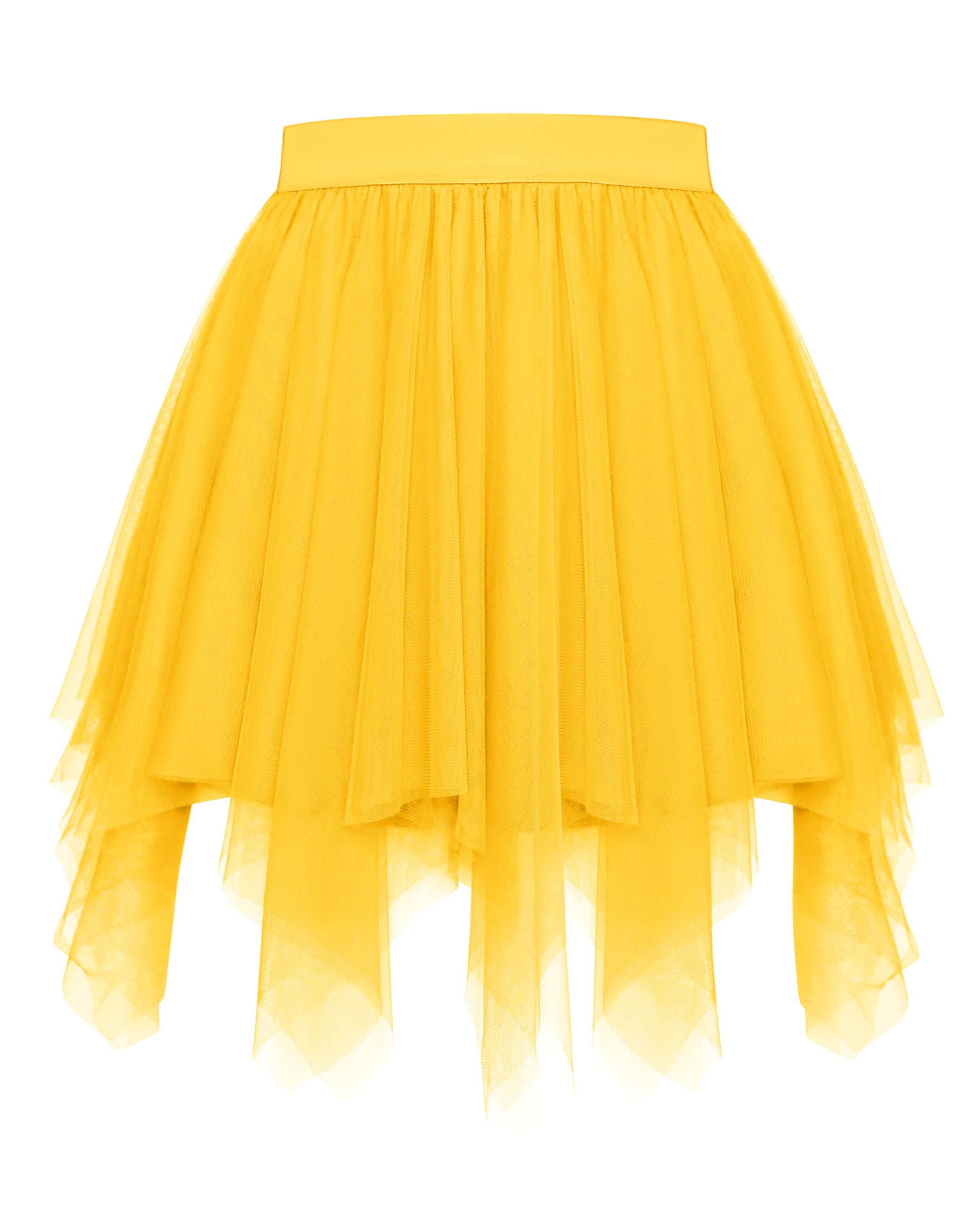 Vlazom Women's Tulle Tutu Skirts A-line Dance Skirts Rockabilly Underskirt Petticoat Music Festivals, Carnivals, Holiday Parade, Halloween Yellow, L-XL