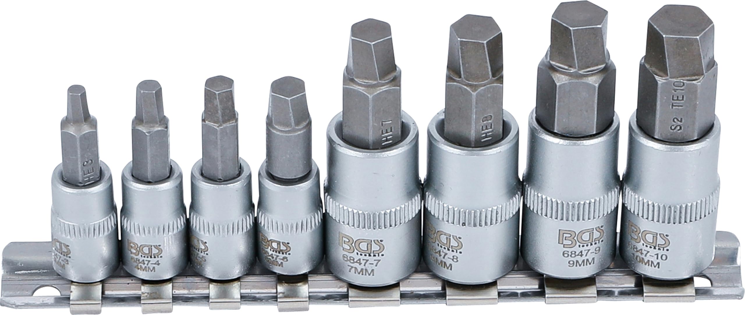 BGS 6847 | Schraubenausdreher-Satz | 8-tlg. | Antrieb Innenvierkant 6,3 mm (1/4") / 10 mm (3/8") | für defekten Innensechskant 3-10 mm