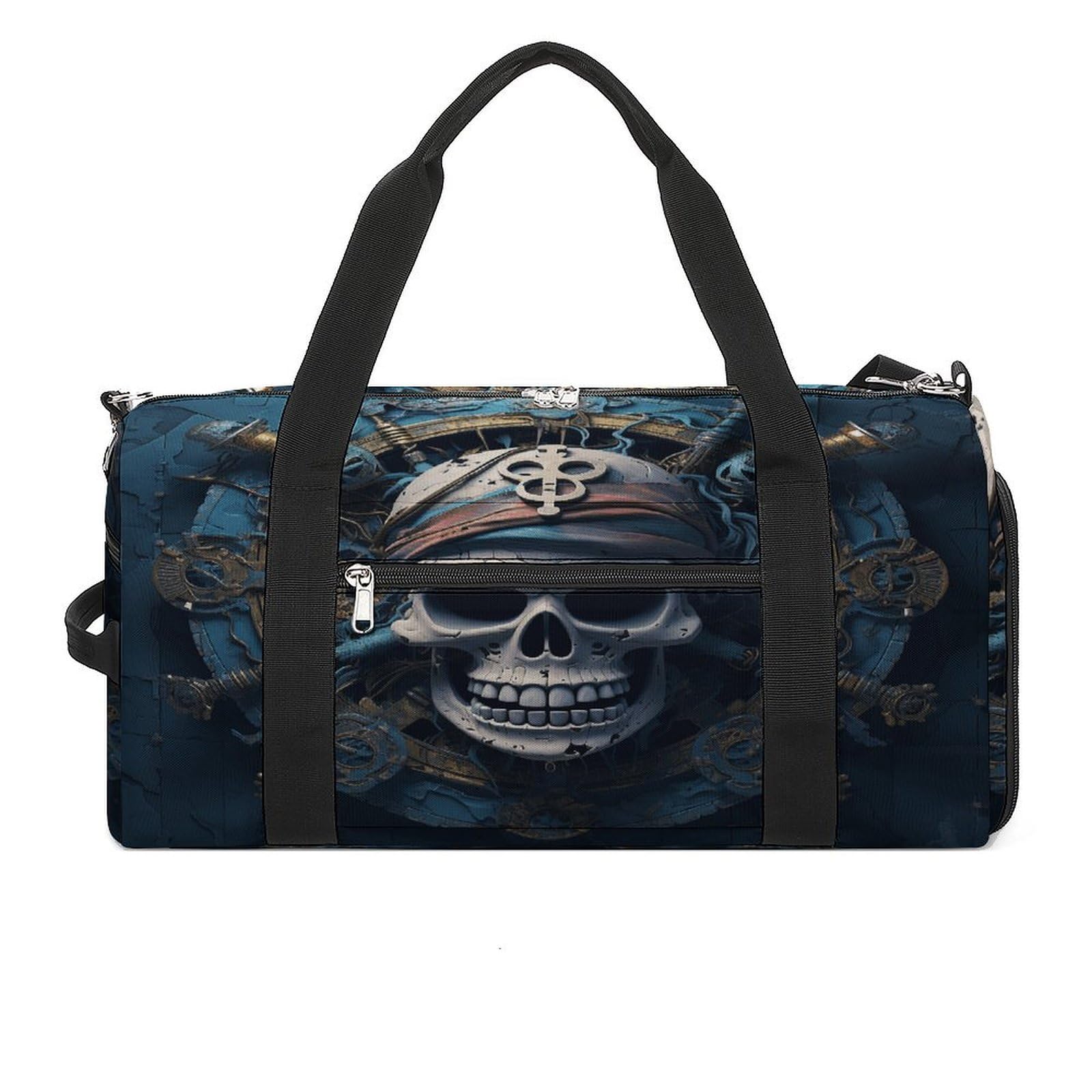 Bolsa de gimnasio ligera con diseño de esqueleto pirata, bolsa de viaje con compartimento para zapatos, bolsa de gimnasio para mujer, para pasar la noche, fin de semana, yoga, gimnasio, viajes de