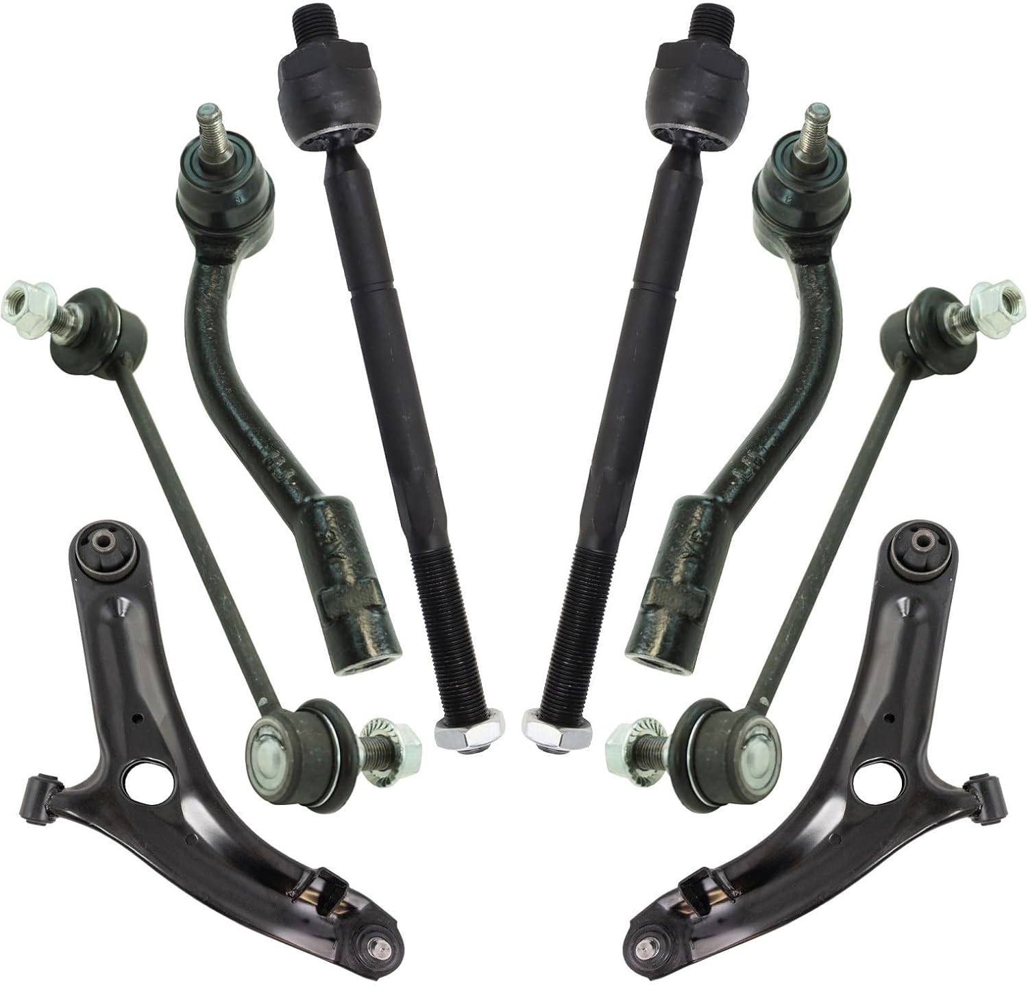 TRQ Front Steering & Suspension Kit Control Arm with Ball Joint Sway Bar Stabilizer Link Tie Rod Compatible with 2012-2013 Kia Soul