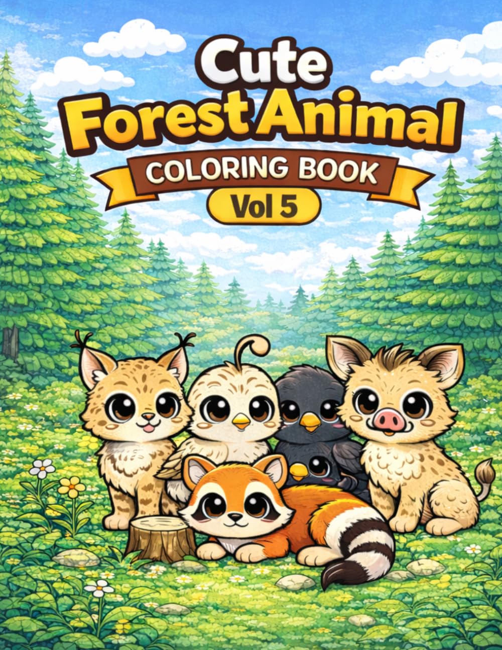Cute Forest Animal Coloring Book for Kids Vol 5: 30 Adorable Woodland Animals | Easy & Fun Coloring Pages for Ages 3–8