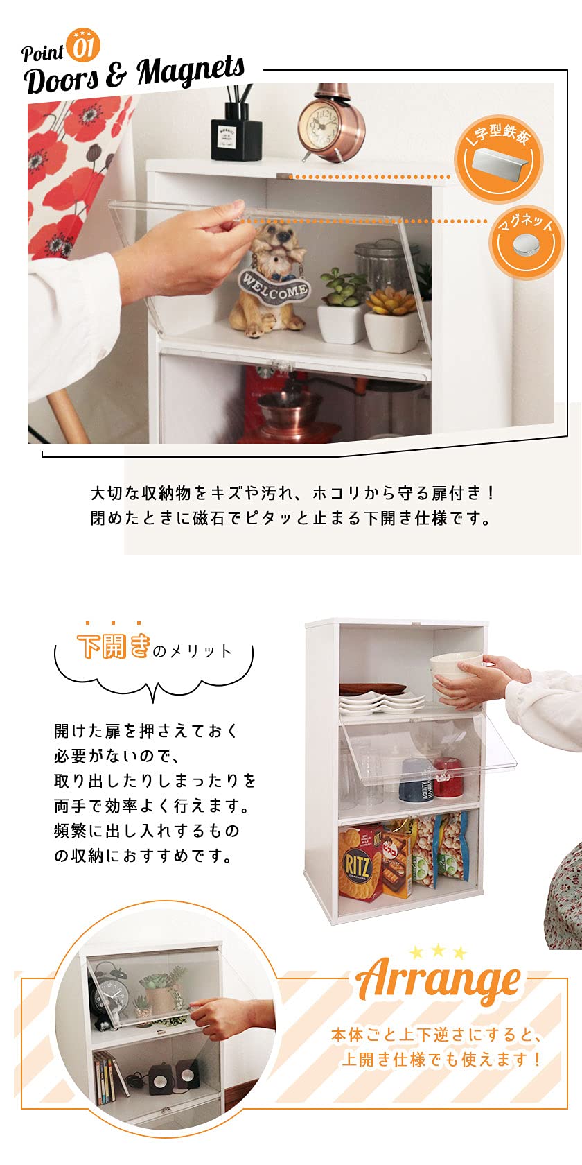 Amazon｜UVカット 上開き 透明扉付き 3段 コレクションケース