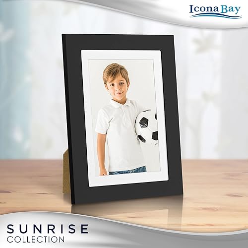 Miniatura 6 de Icona Bay - Marcos de fotos de 5 x 7 a 4 x 6 - Negro, paquete de 5 - Compuesto de madera maciza pintada de una pieza, juego moderno de granja
