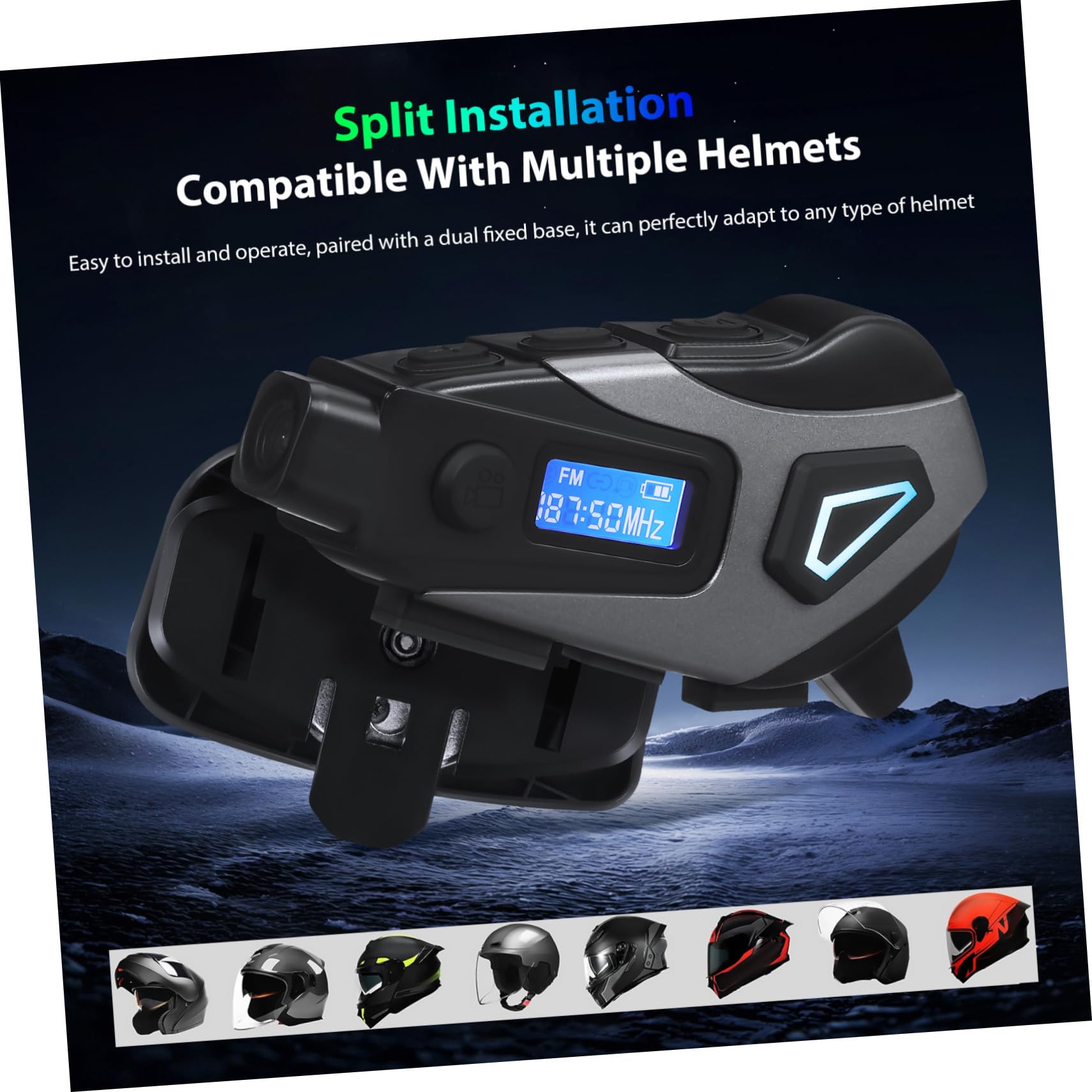 Ciieeo 1200mah Auricolare per Moto Cancellazione del Rumore Cuffie da Casco Stereo Microfono Incluso di Memoria per Ciclismo e Guida Inglese