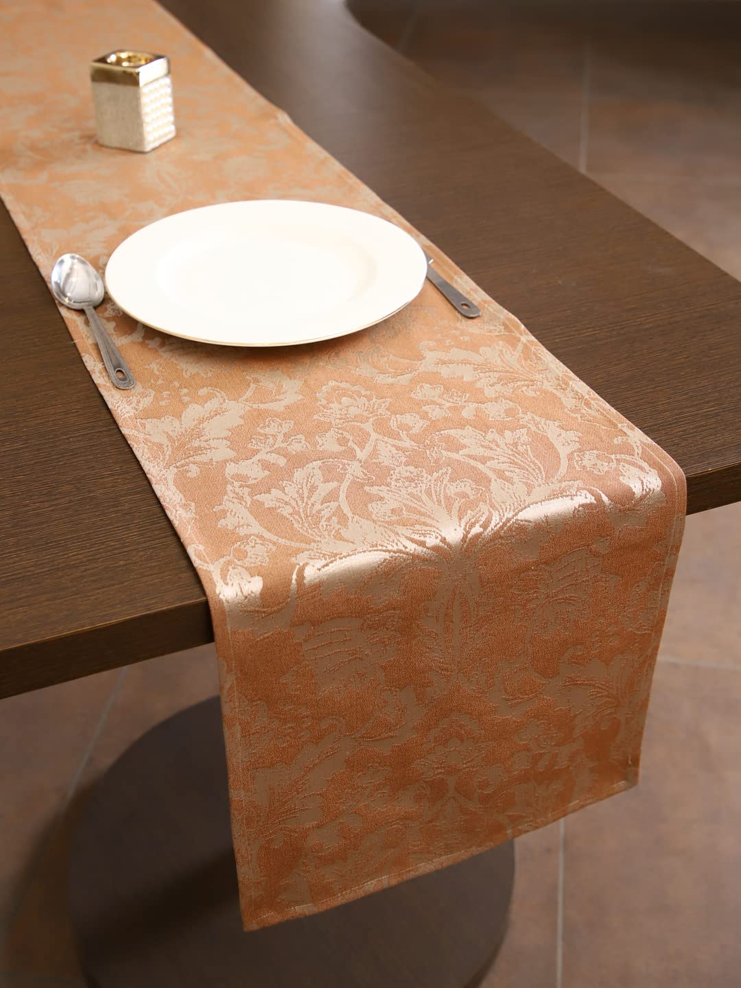 Home-The Best is for You Cotton Table Runner with Woven Damask Design (Brown_Fiore, 13X96 Inch) (B0BYN8MX3F) Amazon Price History, Amazon Price Tracker