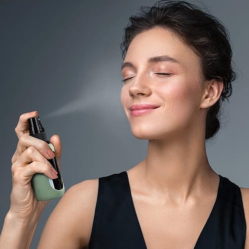 Miniatura 6 de HOMBYS Botellas de vidrio ámbar vacías de 2 onzas con protección de funda de silicona  Contenedores recargables para viajes, soluciones de limpieza,