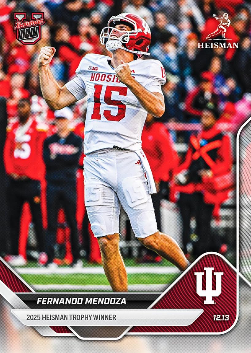 2025 Topps Bowman U Now Fernando Mendoza #60 2025 Heisman Trophy Winner Indiana Hoosiers Rookie RC Football Card