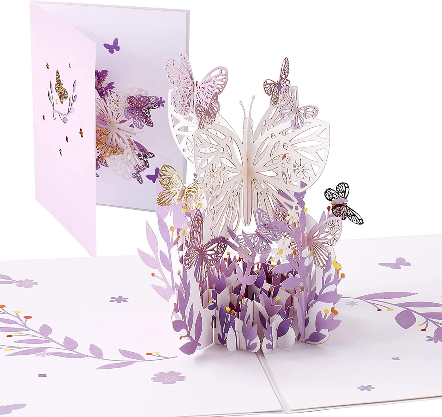 ELECDON Greeting Card, 3D Card, Pop Up Card, Romantic Theme Cards, Anniversary Cards for Wife Girlfriend Mother, Birthday Cards, Happy Holidays, Spring Card, Season's Greetings (Flying Butterfly)