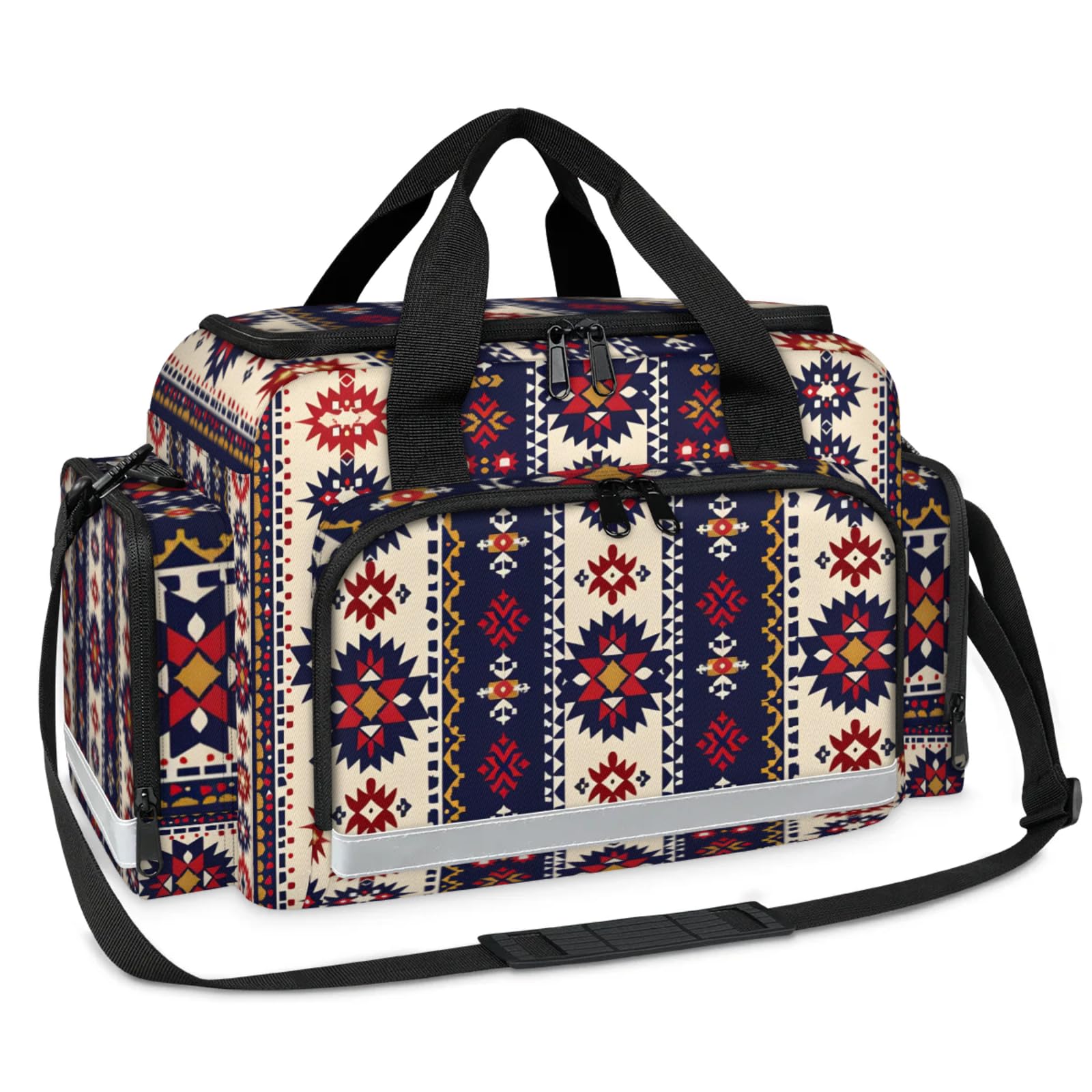 GzLeyigou First Aid Bags Empty, Traditional Purple Aztec Emergency Bag First Aid Kit Multiple Compartment Kit Carrier On Call Trauma Bag For Paramedics Emergency Medical Supplies Kit