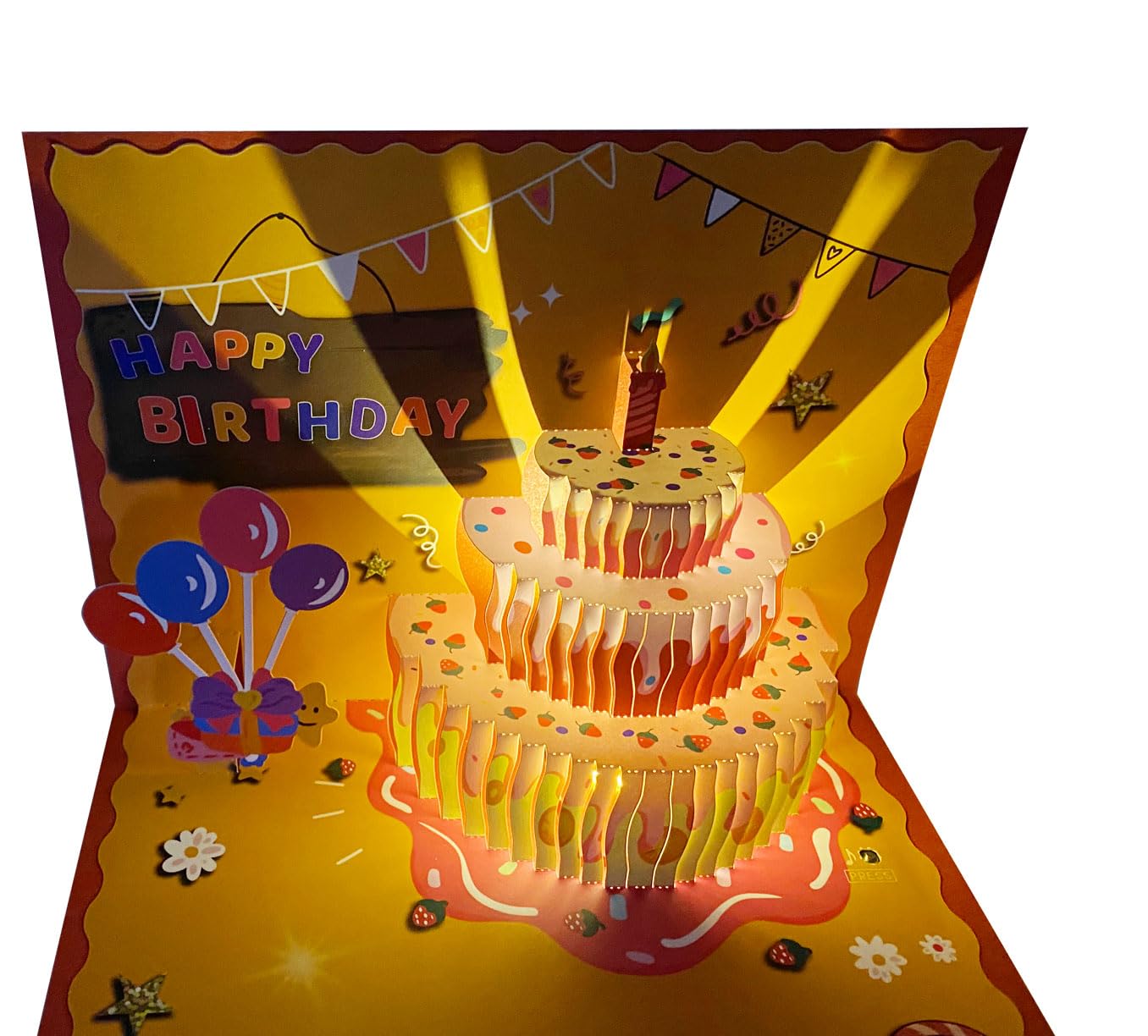 LED Light Birthday Cake Music Happy Birthday Card Postcards 3D Pop Up - View #4
