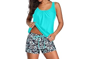 Modest Cover Swimsuit for Women - Tankini with Skirted Shorts