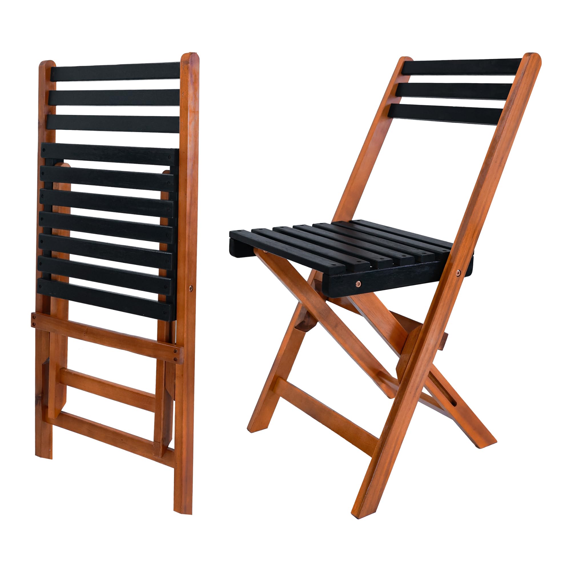 [en.casa] Set da Pranzo per Esterno in Legno di Acacia Oliato Tavolo con Piano Rettangolare e 4 Sedie Mobili Pieghevoli da Giardino Patio Terrazza