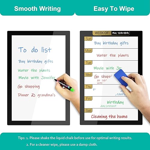 Miniatura 2 de Hemsyc Pizarra blanca de borrado en seco de 16 x 12 pulgadas para colgar en la pared con 1 estante acrílico, 1 borrador, 3 marcadores, 1 trapo, 4