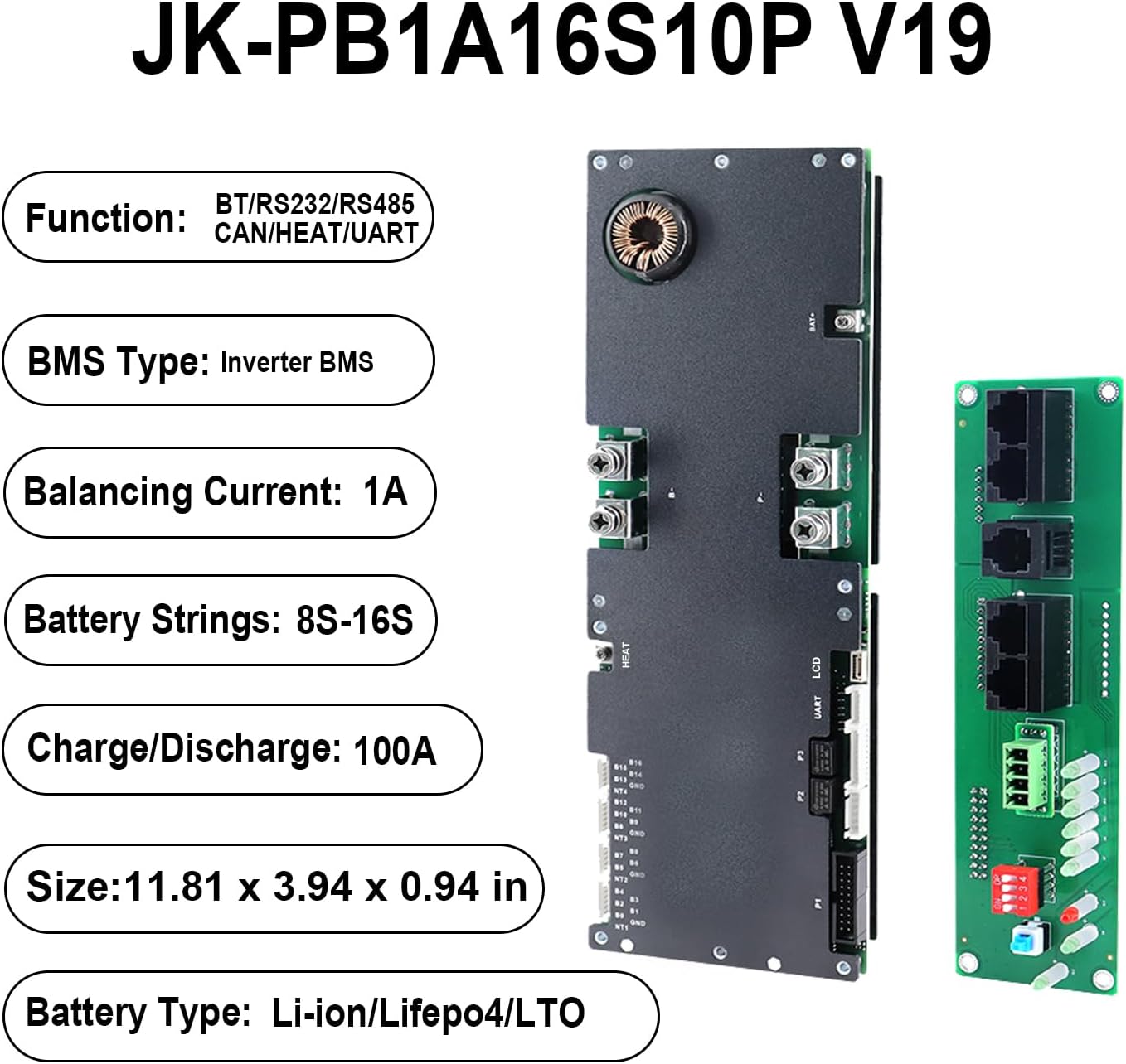 JKBMS Inverter BMS JK-PB1A16S10P V19 key features and specifications