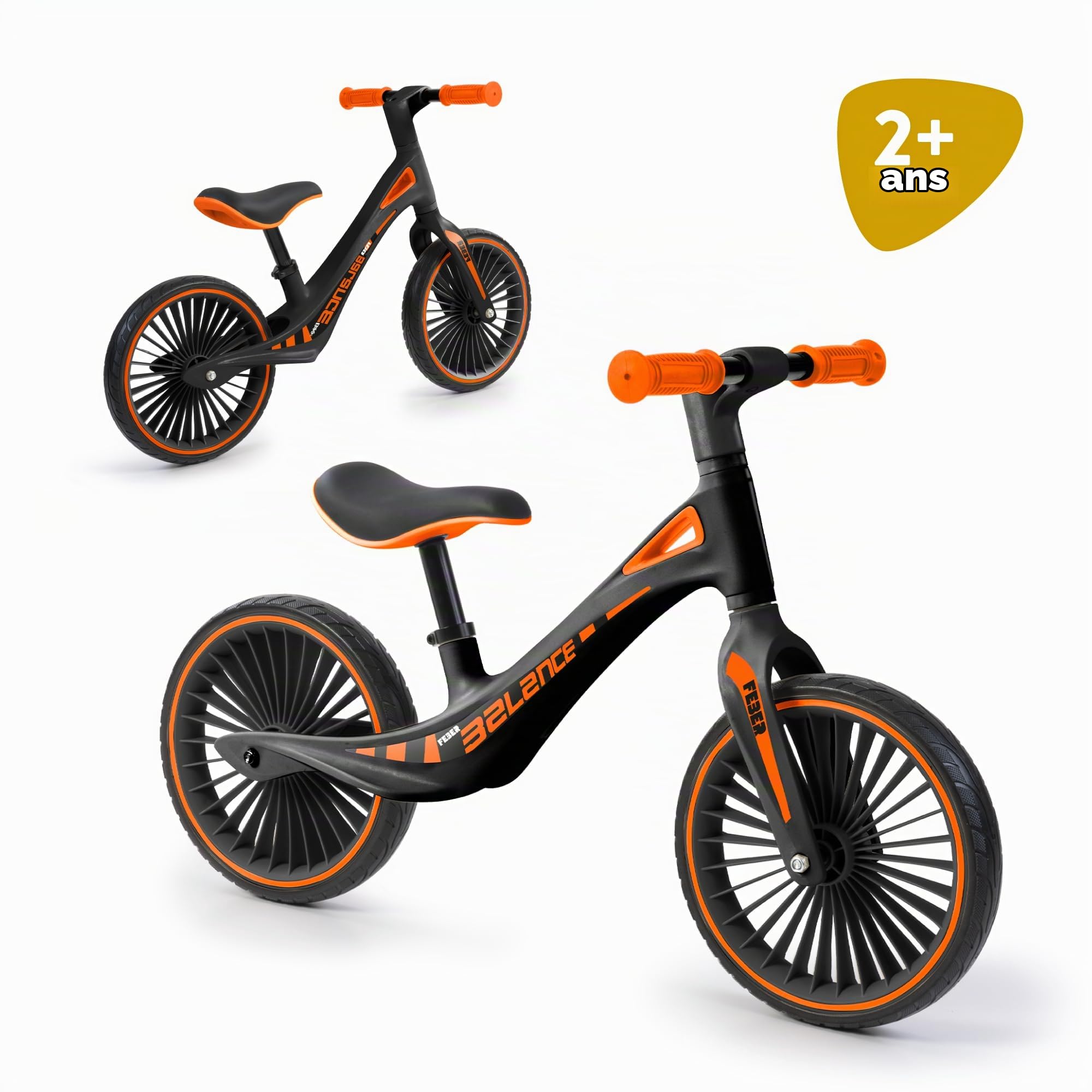 FEBER - Vélo d'Équilibre, Vélo de Sport sans Pédales, Cadre Ultraléger, Améliore la Coordination et l'Équilibre, Poignées en Caoutchouc et Selle Ergonomique Réglable, +2 Ans, Famosa (FED42000)