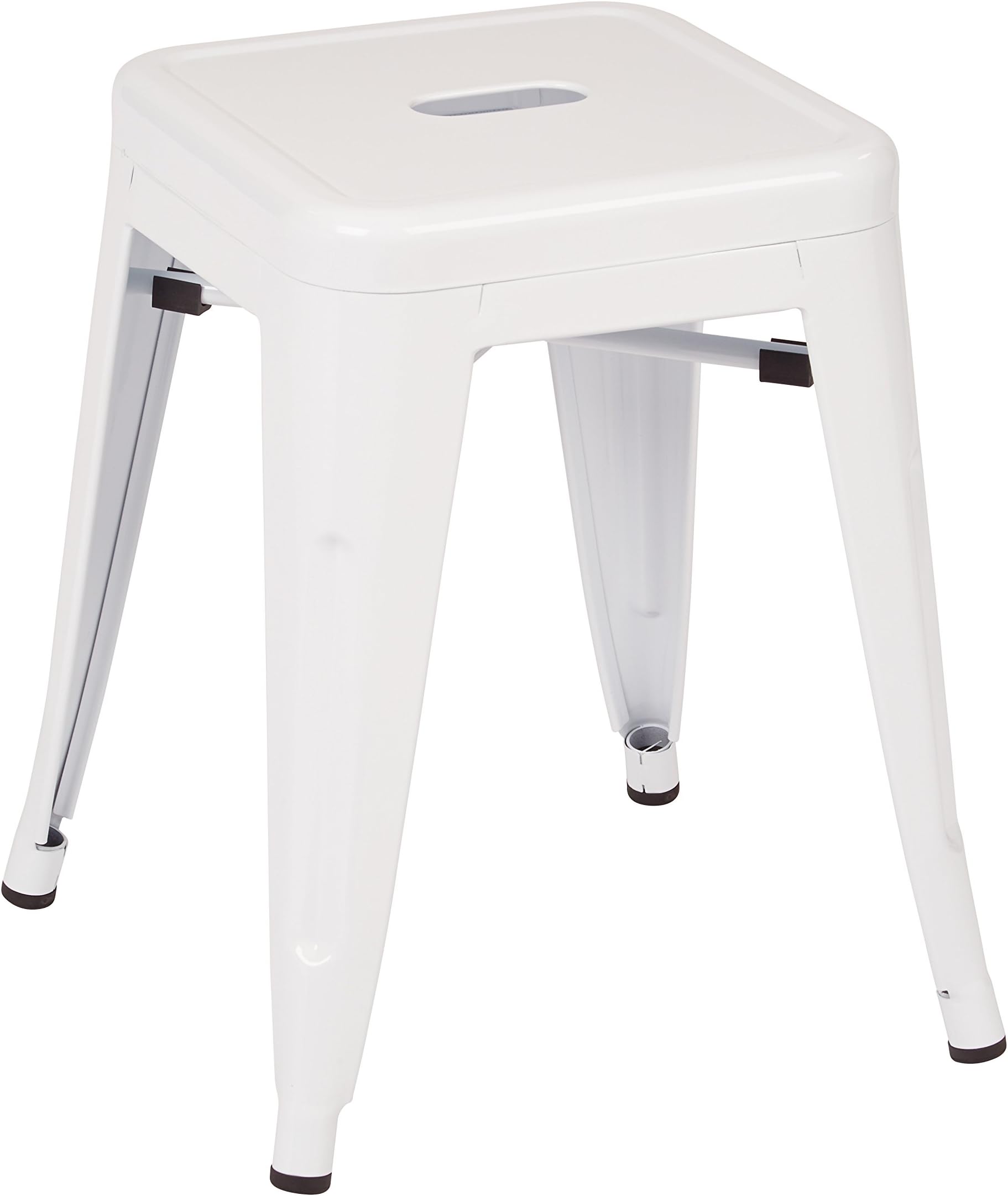 Work Smart/OSP Designs Patterson 18" Metal Backless Stool In Solid Finish (2 Pack), White