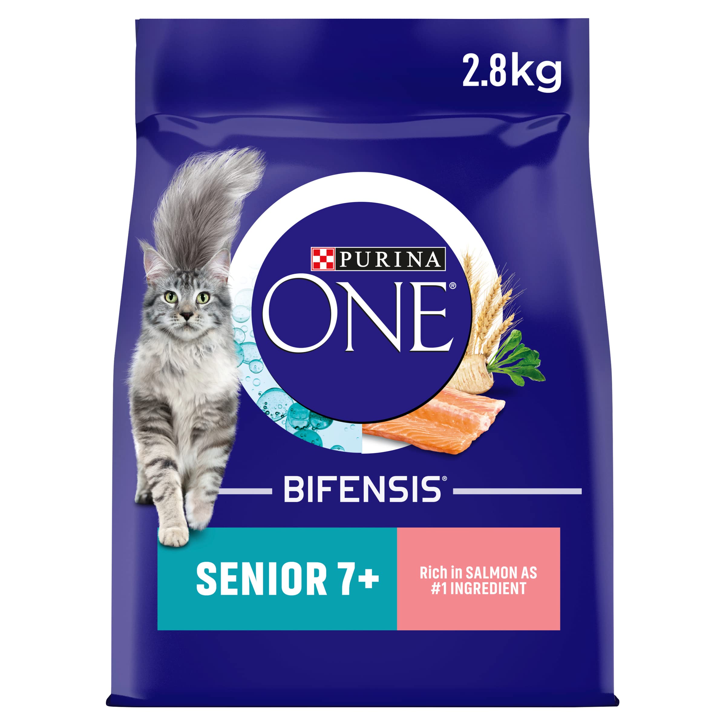 PURINA ONE Senior 7+ Salmon Dry Cat Food 2.8kg (Pack of 4)