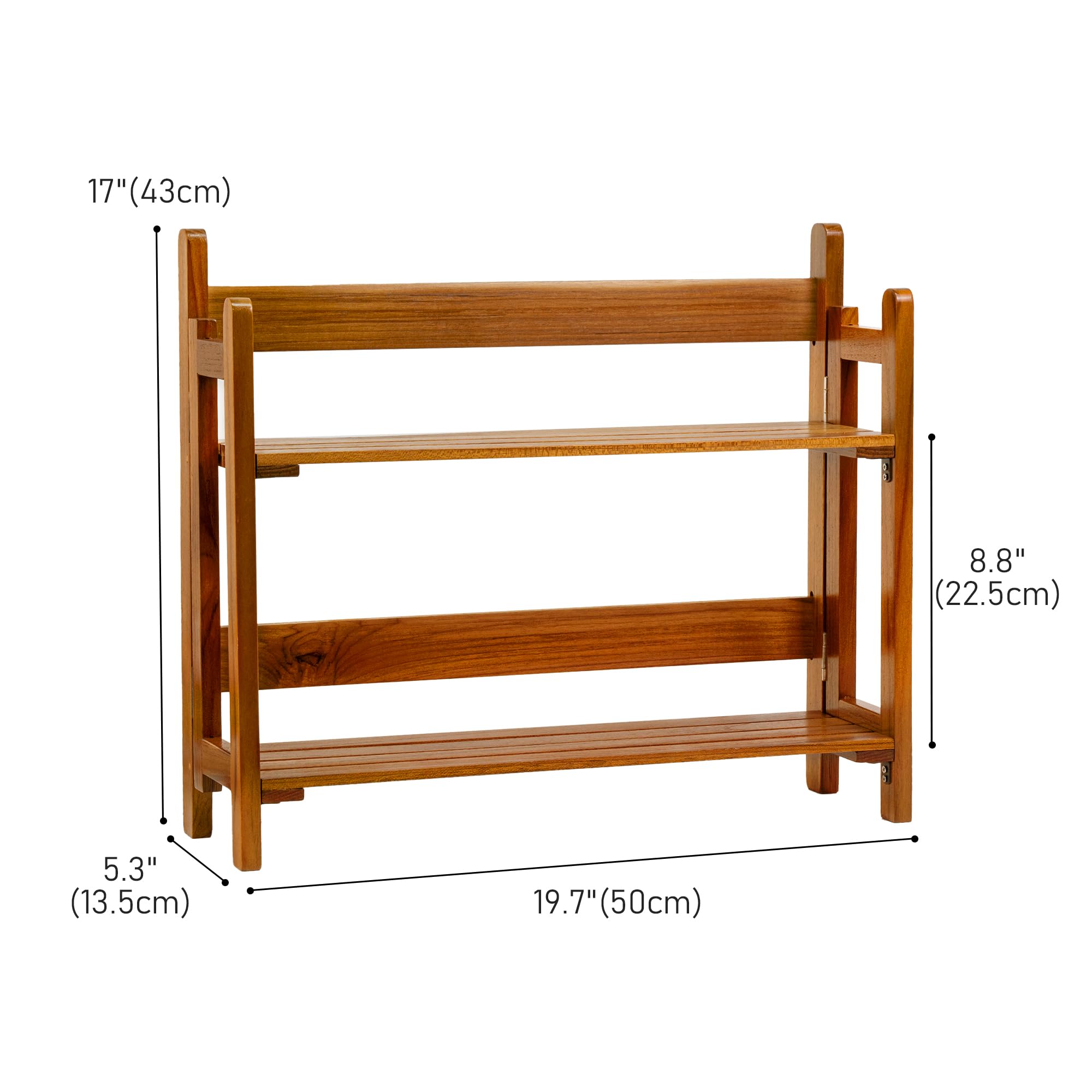 VaeFae Teak Wood Bathroom Shelf,Foldable Wall Mounted Shelf, Shelves Set of 2 for Bathroom,Living Room,Kitchen,Office - Image 3
