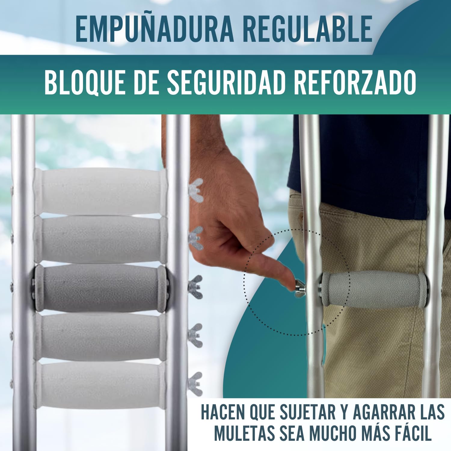 OrtoPrime Stampelle Ascellari x2 – Stampelle Ortopediche Regolabili Adulti in Alluminio Leggero – Stampella Pieghevole Uomo Donna – Bastoni Canadesi Confortevoli per la Deambulazione