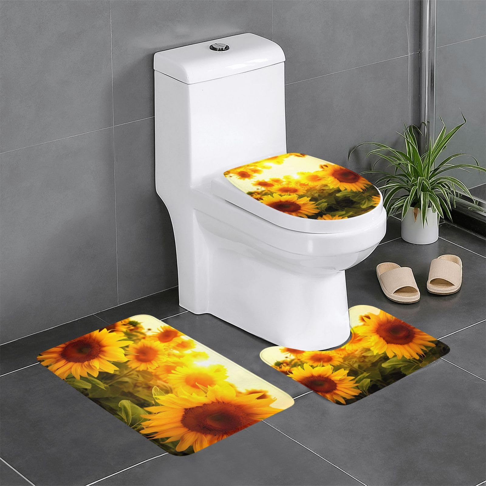 Alfombras de baño de girasoles de 24 x 16 decorativas para un baño estilo spa relajante