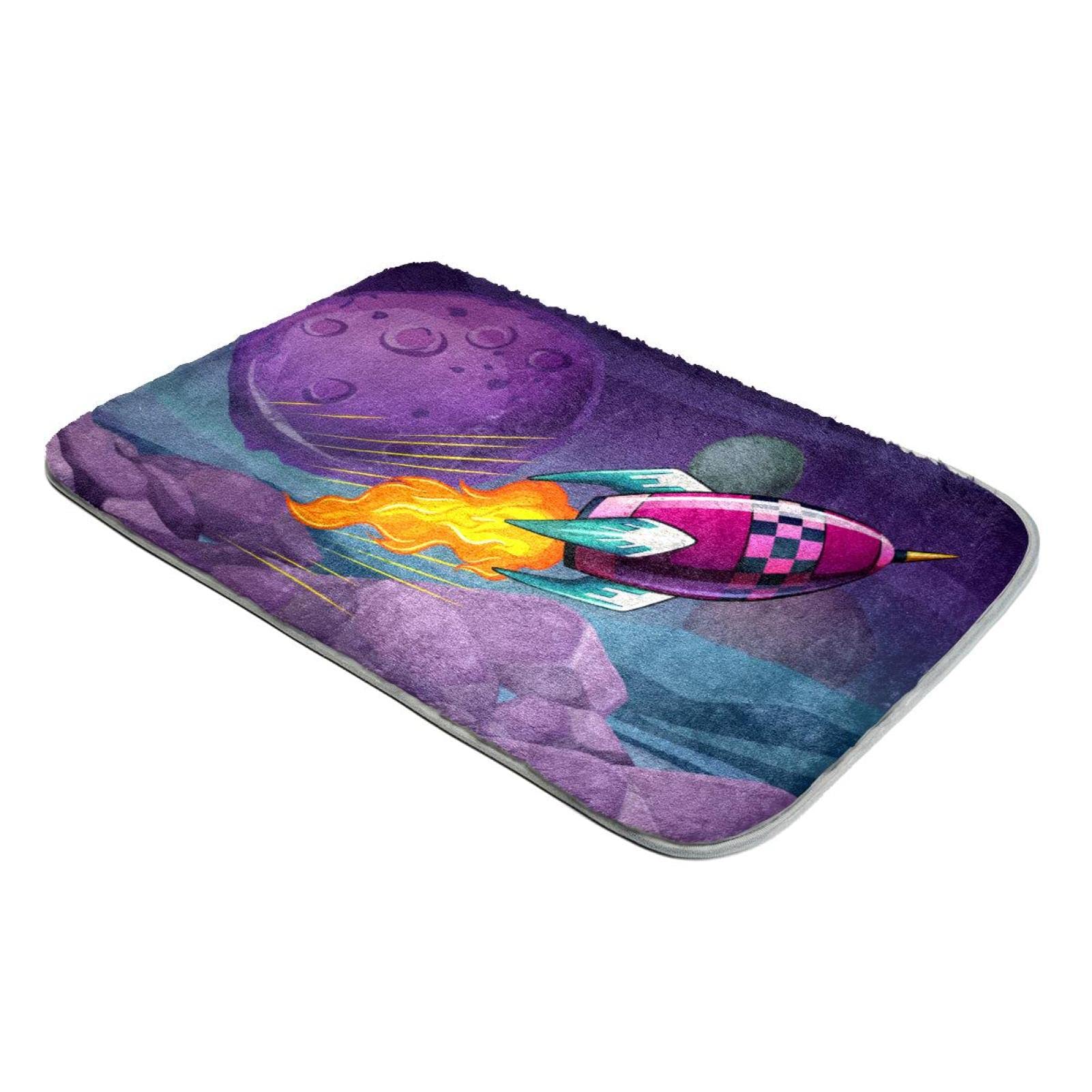 Tapis violet fusée lune en fausse fourrure épaisse pour décoration chambre garçon et fille