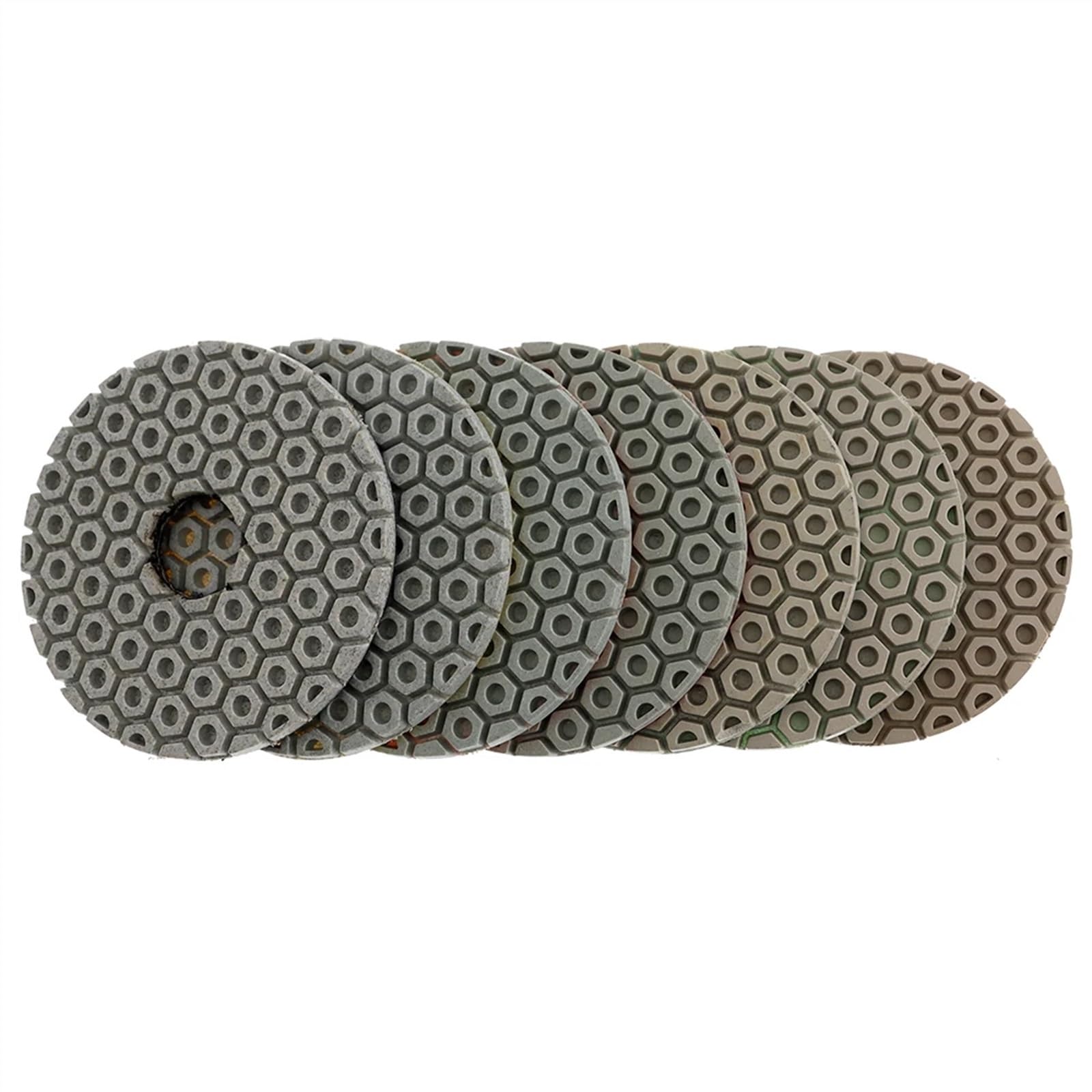 Juego de 7 almohadillas for pulido de diamante Super 4 pulgadas, almohadillas for pulido en seco/húmedo de 100 mm for granito, mármol, piedra, hormigón(100_7 PCS_4 INCHES)