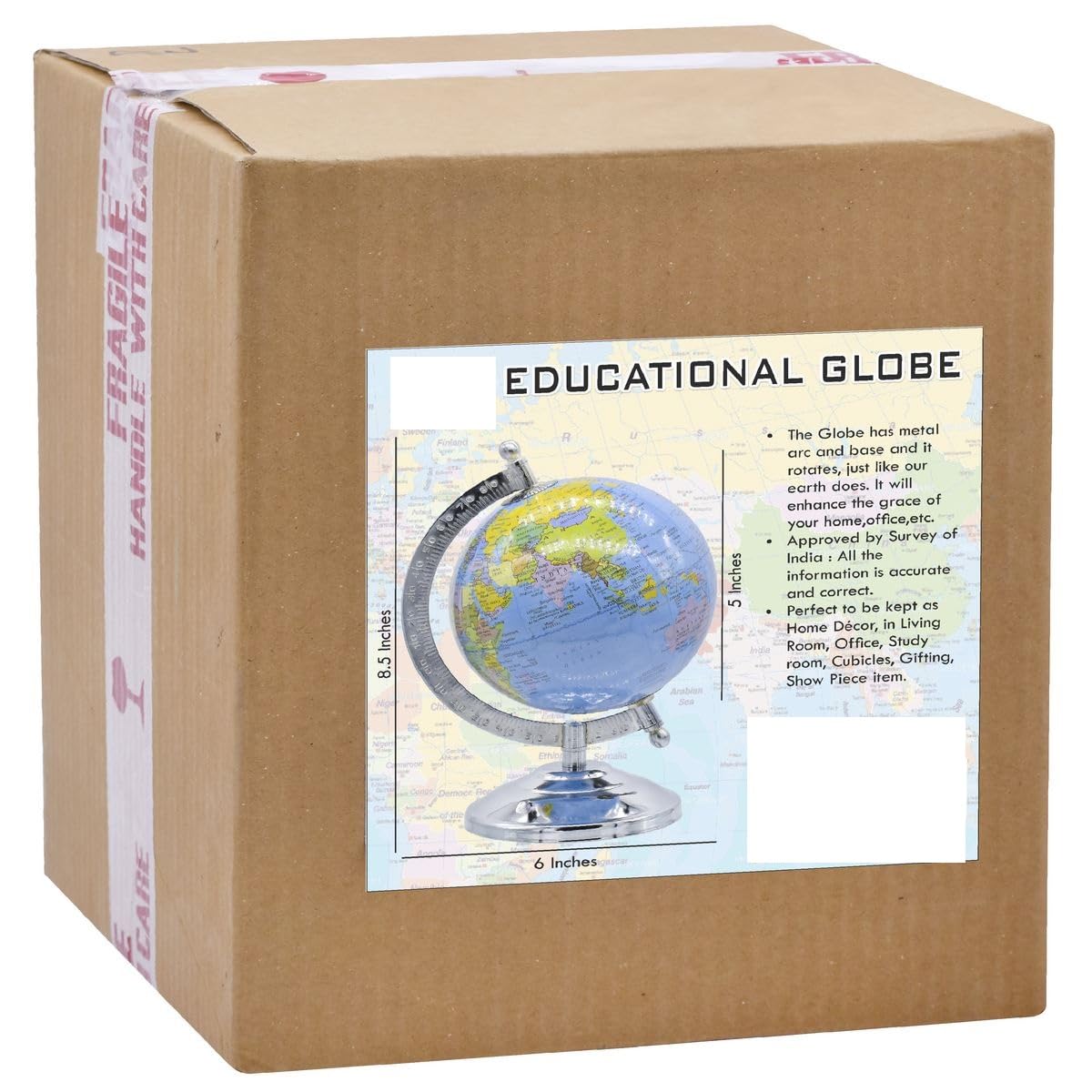 Aadya Crafts Blue World Globe 5 Inch With Metal Arc Silver Metal Base Educational Globe Home Decor World Globe Office Decor Gift Item Show Piece WGEBL5IN 2