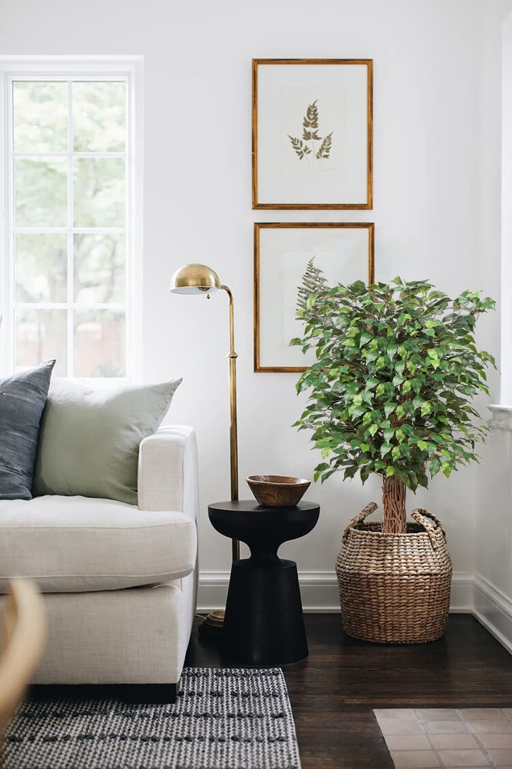 Hollyone Ficus Benjamini Grande plante artificielle de 123 cm de haut avec 672 feuilles, idéale pour salle à manger, entrée et décoration intérieure