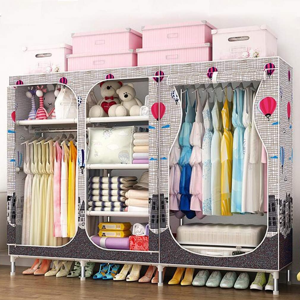 Cloth Wardrobe Clothes Closet, Portable Closet Wardrobe Storage Closet Standing Closet Fabric Cabinet Portable Wardrobe,C_210X45X168CM