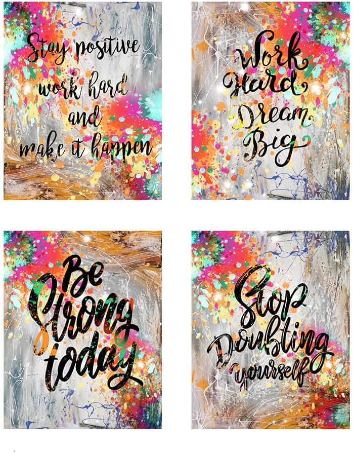 Frameless Inspirational Wall Art for Office Quotes Theme Wall Decor for Women Abstract background Canvas Prints Wall Art for Bathrooms Motivational Modern Office Decor Canvas Art Wall Decor Unframed