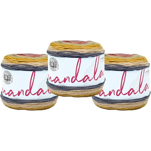 Lion Brand Yarn Mandala, Multicolor Yarn for Crocheting and Knitting, Craft Yarn, 3-Pack, Centaur