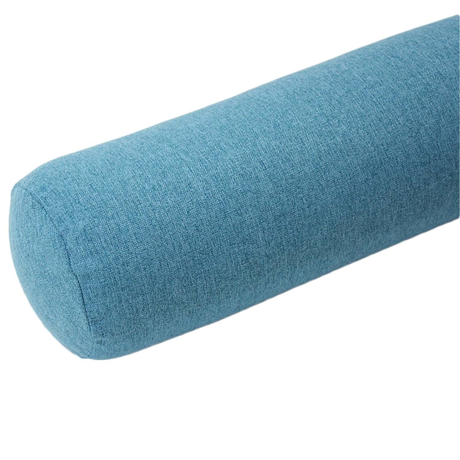 Aqigr Peacock Blue Round Cervical Roll Bolster Pillow With Removable & Washable Pillow Cover, Bolster Pillow Filled With Soft, Round Bolster Pillowcase Cover(,10X40cm)