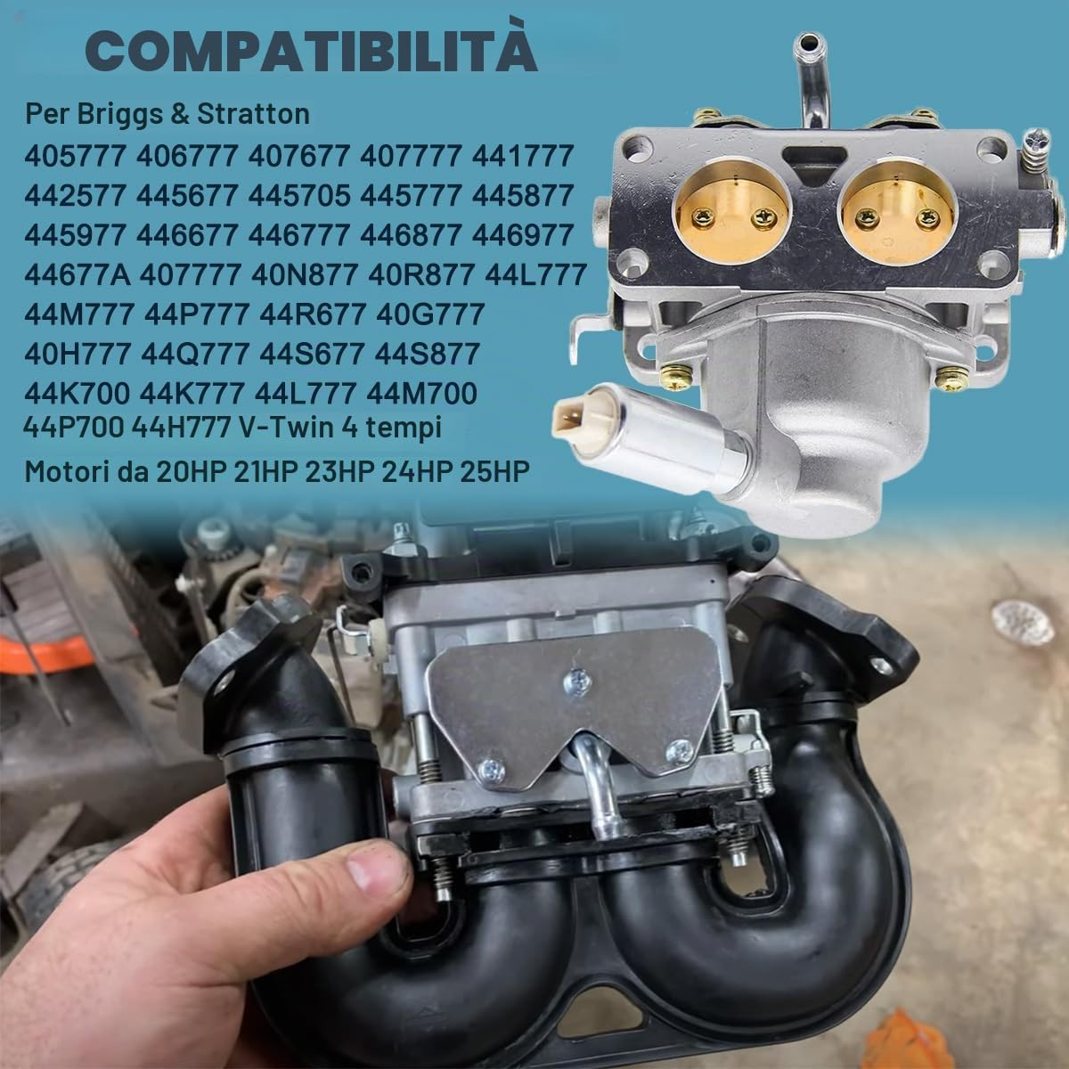ZAMDOE 791230 Carburatore per Briggs And Stratton 407777 405777 406777 40F777 40H777 40G777 Motore bicilindrico a V da 20-25 CV 699709 499804 MIA10632 LA150 LA145 LA130 L120 Tosaerba Trattorino