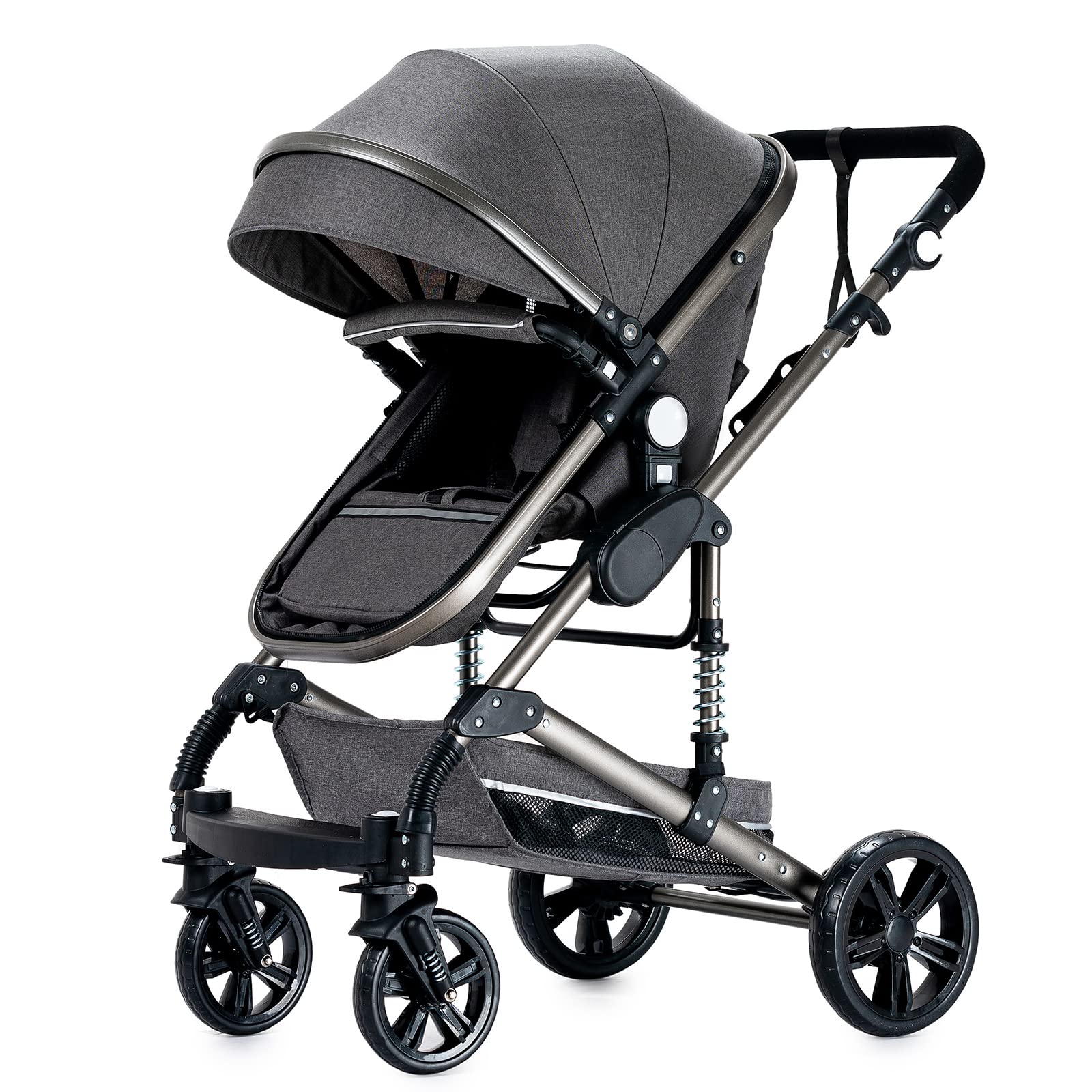 Carrito Bebe 3 en 1, Tejidos de Primera Calidad Carro Bebe 3 Piezas, Empuje Bidireccional Carros Para Bebes, Visión Abierta Silla Paseo Reversible (739 Grey)