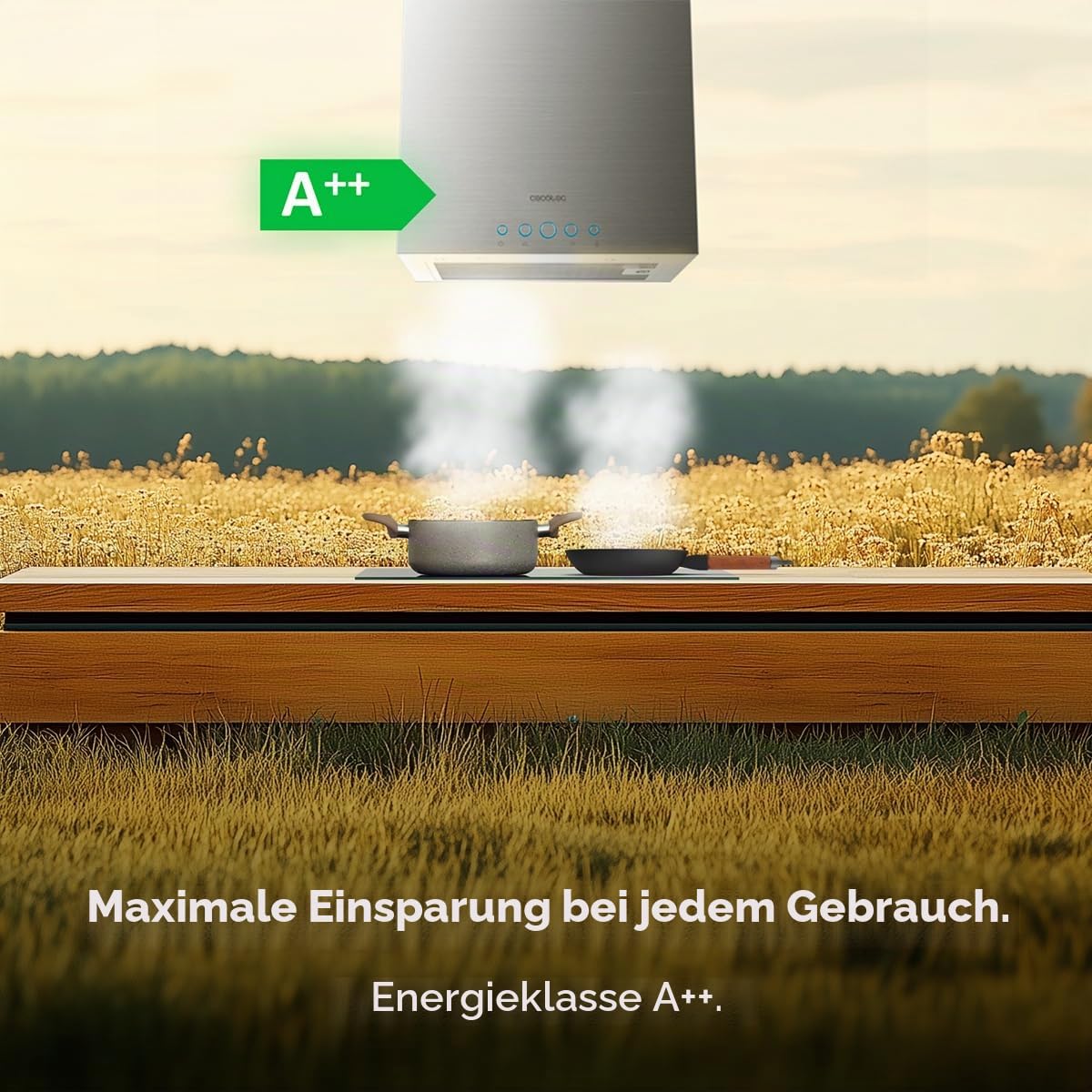 Cecotec Bolero Flux ICT 388000 Dunstabzugshaube, Edelstahl, 210 W, 38 cm, 800 m³/h, A++, LED