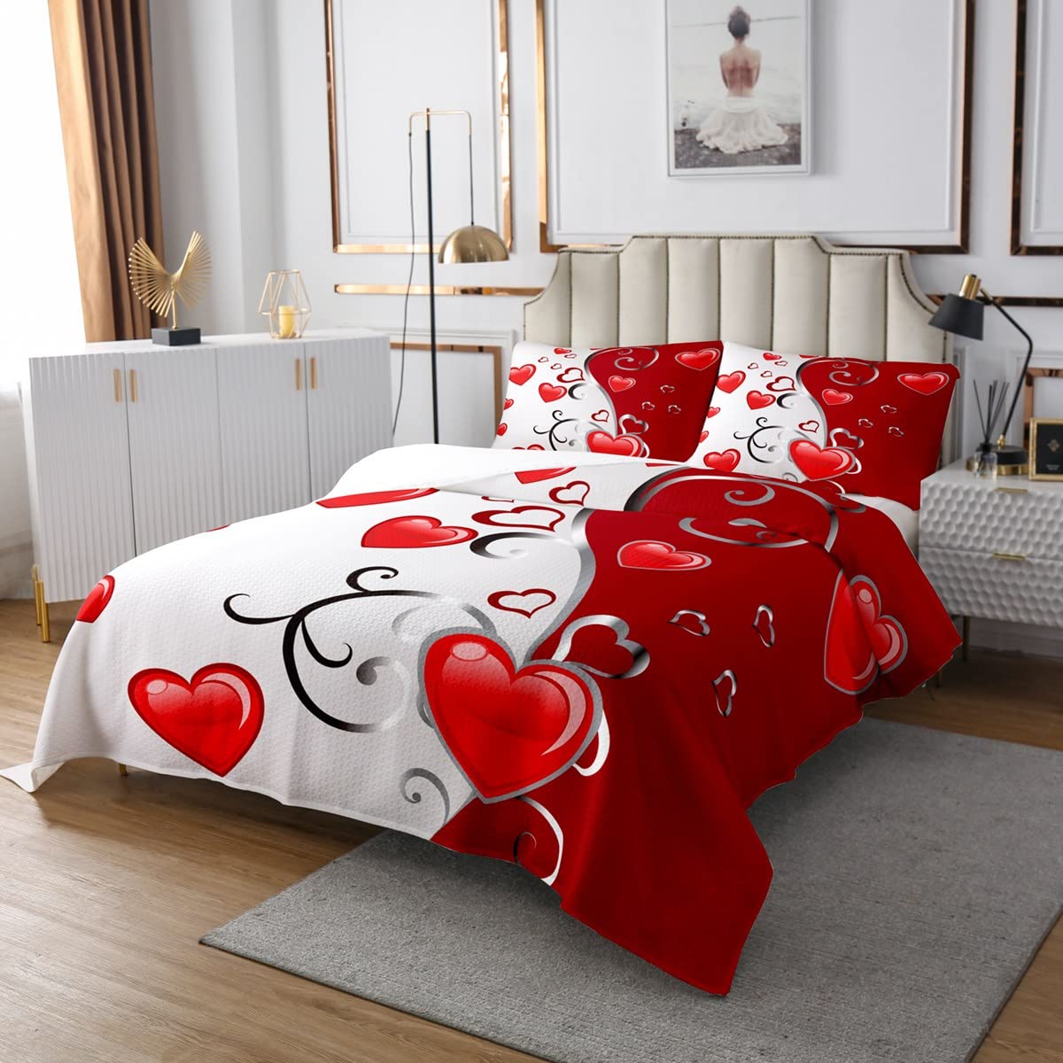 AILONEN Set copripiumino per letto king size, con teschio, per ragazzi
