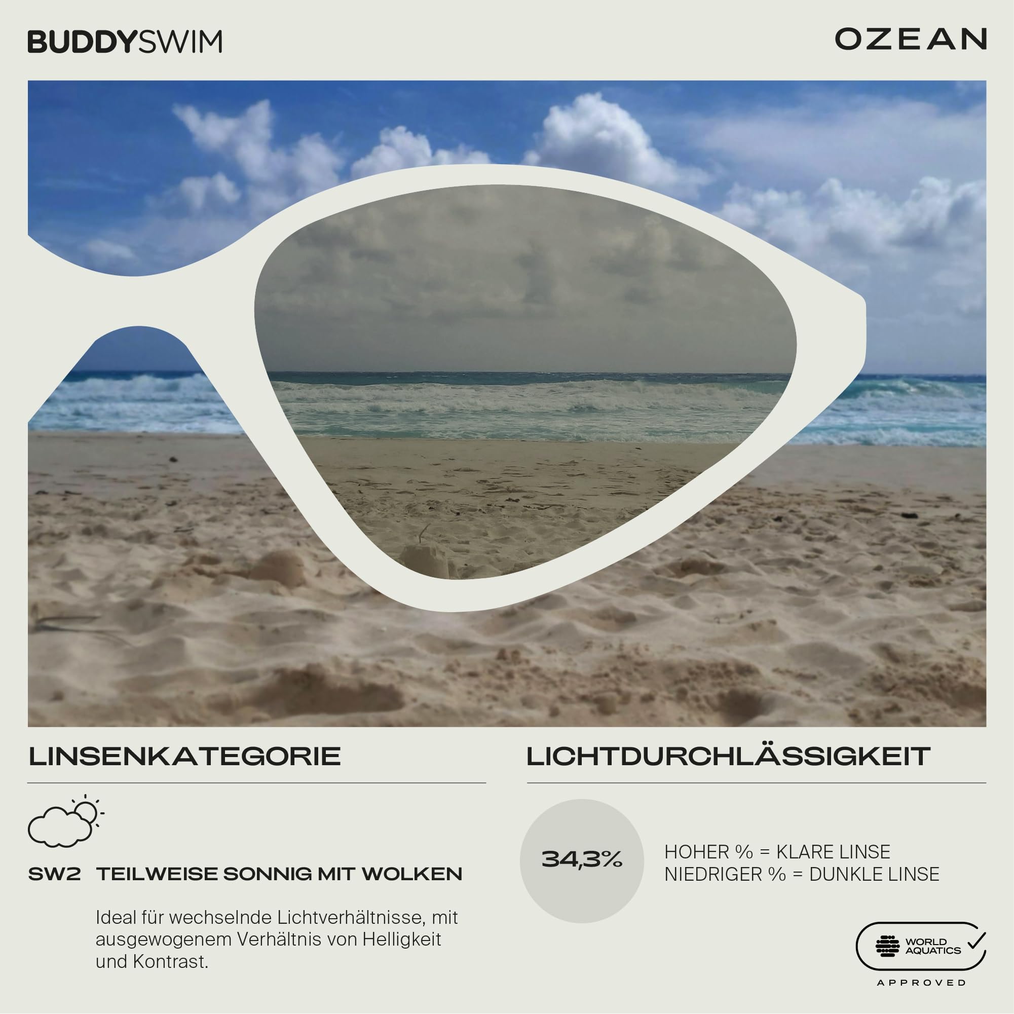 Schwimmbrille Ozean. Schwimmbrille Herren mit UV400-Schutz, Antibeschlag Schwimmen Zubehör Damen, Swimming Goggles mit Panoramasicht, Bequemer Sitz dank HCF‑Technologie. Ideal für Pool