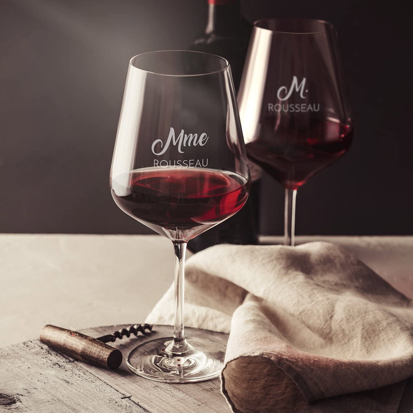 Maverton Set de 2 verre a vin en Cristal - Verres gravés 530 ml - Verres XL Cadeau Personnalisé - Cadeau couple - Set a vin pour parents - cadeau mariage - Noel - Ils