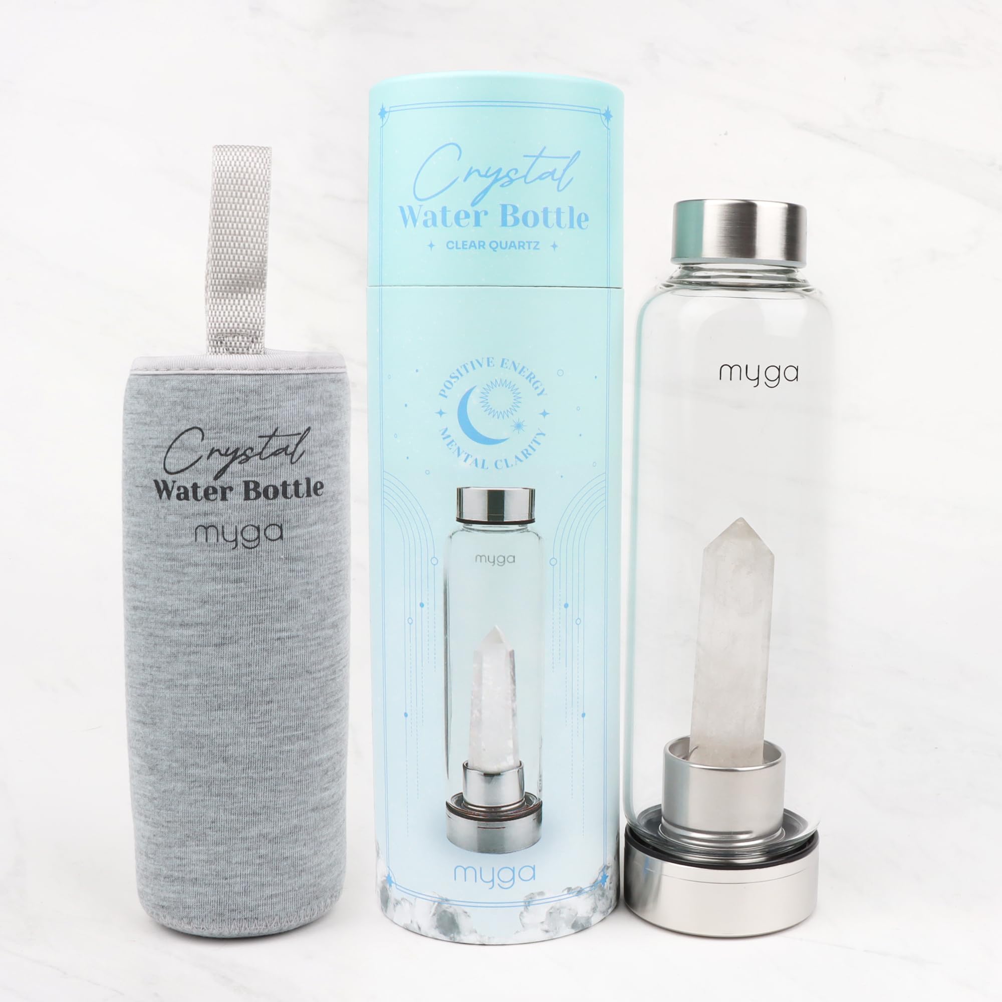 Amazon.com: Myga Clear Quartz Crystal Water Bottle,16.9OZ 500ml
