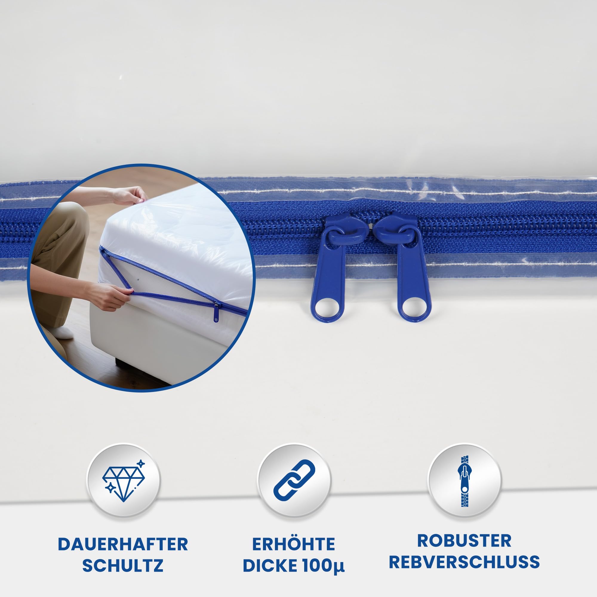 Aonext 2 Pezzi Coprimaterasso In Plastica 90x200 Cm, Impermeabile, Antimacchia, Con Doppia Cerniera Per Trasloco E Stoccaggio