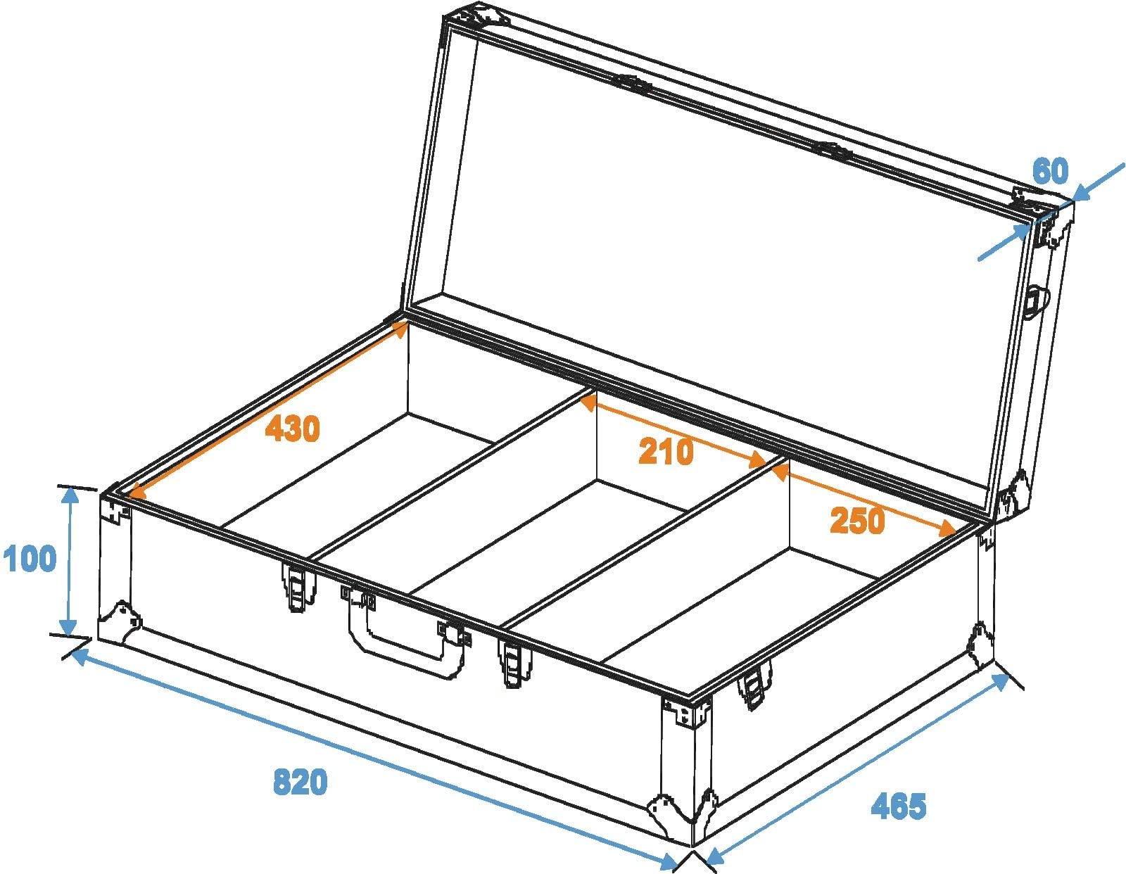 Omnitronic Professional DJ Flight Case in Alluminio. Per due DJ CD player e una console da 10 "mix DJ. Dimensioni 840x470x155 mm.