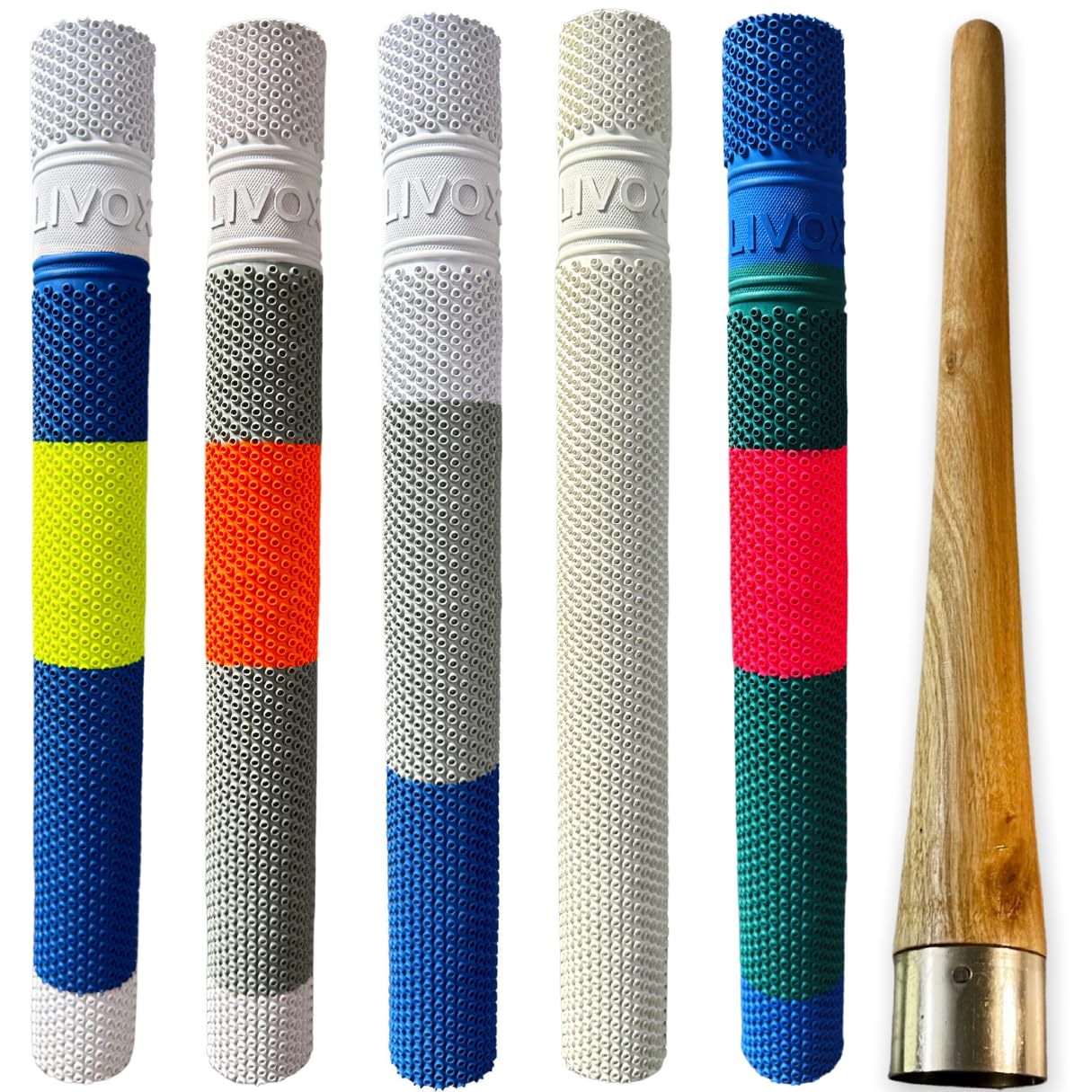 LIVOX® Premium Cricket Bat Handle Rubber 5 Grips for Enhanced Performance With Better Shock Absorption And 1 Wooden Gripper Cone (pack of 6) (OCTOPUS TEXTURE)-image-21