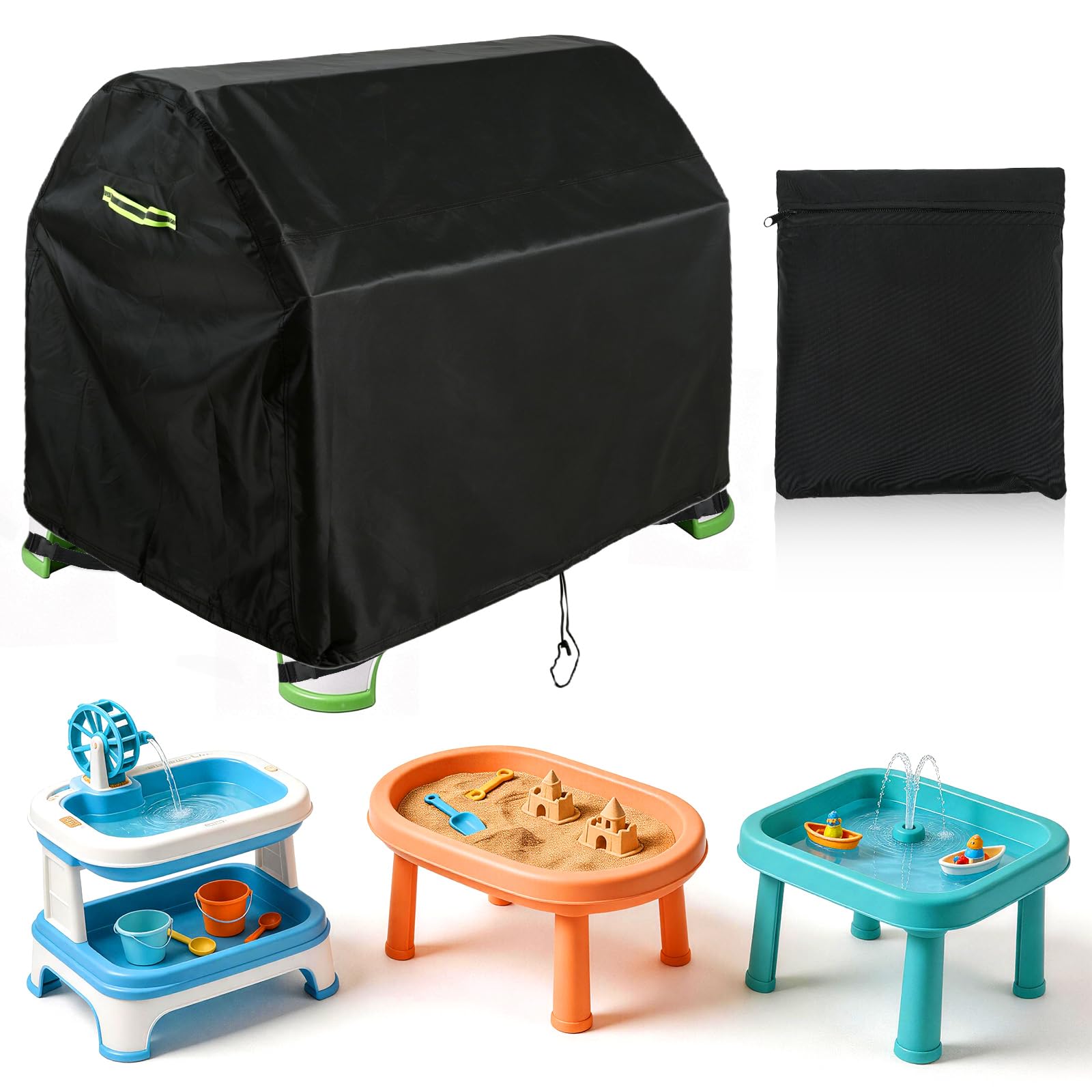 Augshy Water Table Cover for Kids, Fit Step2 Rain Showers, 420D Heavy Duty Oxford Cloth Waterproof Play Table Cover UV proof Sand and Water Table Cover with Buckle Straps 41inches