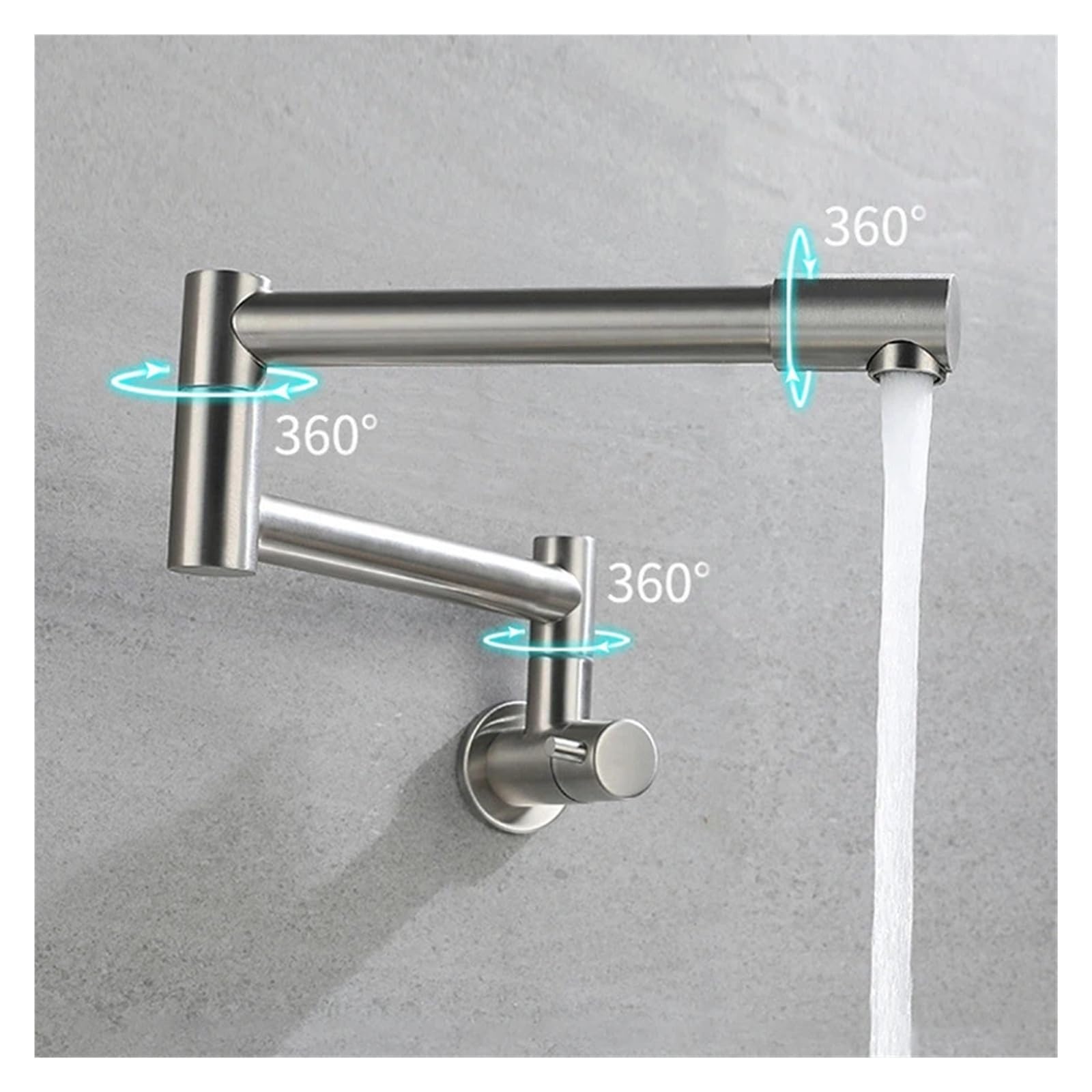 Grifos Monomando para Fregadero de Pared abatibles Grifo Giratorio Acero Inoxidable 304 Agua fría Empotrado Cocina Ideal la mayoría Las situaciones (Plateado)