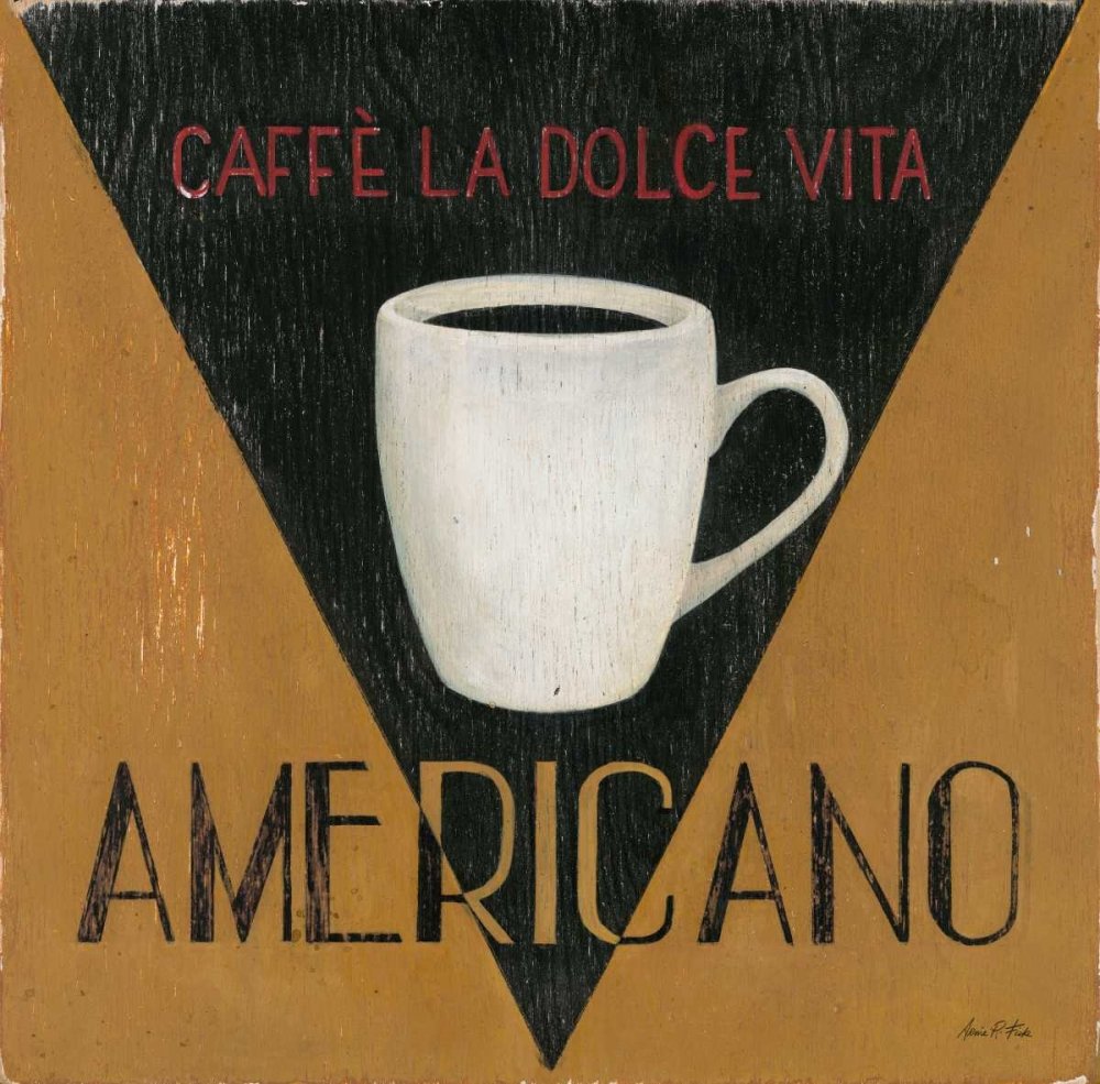 ART-CANVAS-stretched-on-WOODEN -BARS Caffe La Dolce Vita Americano Fisk Arnie - Kitchen square image Coffee Fine art print 35_X_35_in