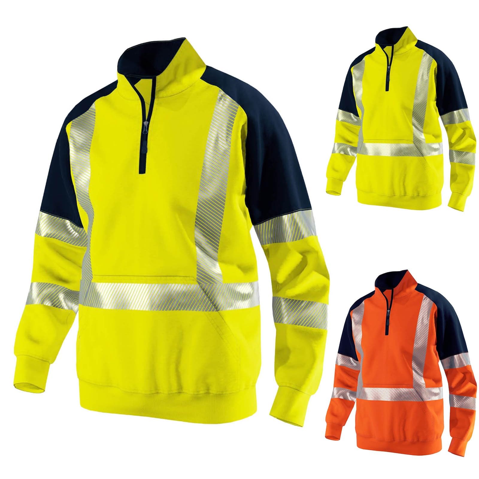 Sudadera reflectante sin capucha con cremallera 1/4, sudadera ligera de evacuación del sudor, ideal para gimnasio, correr y actividades deportivas al aire libre.