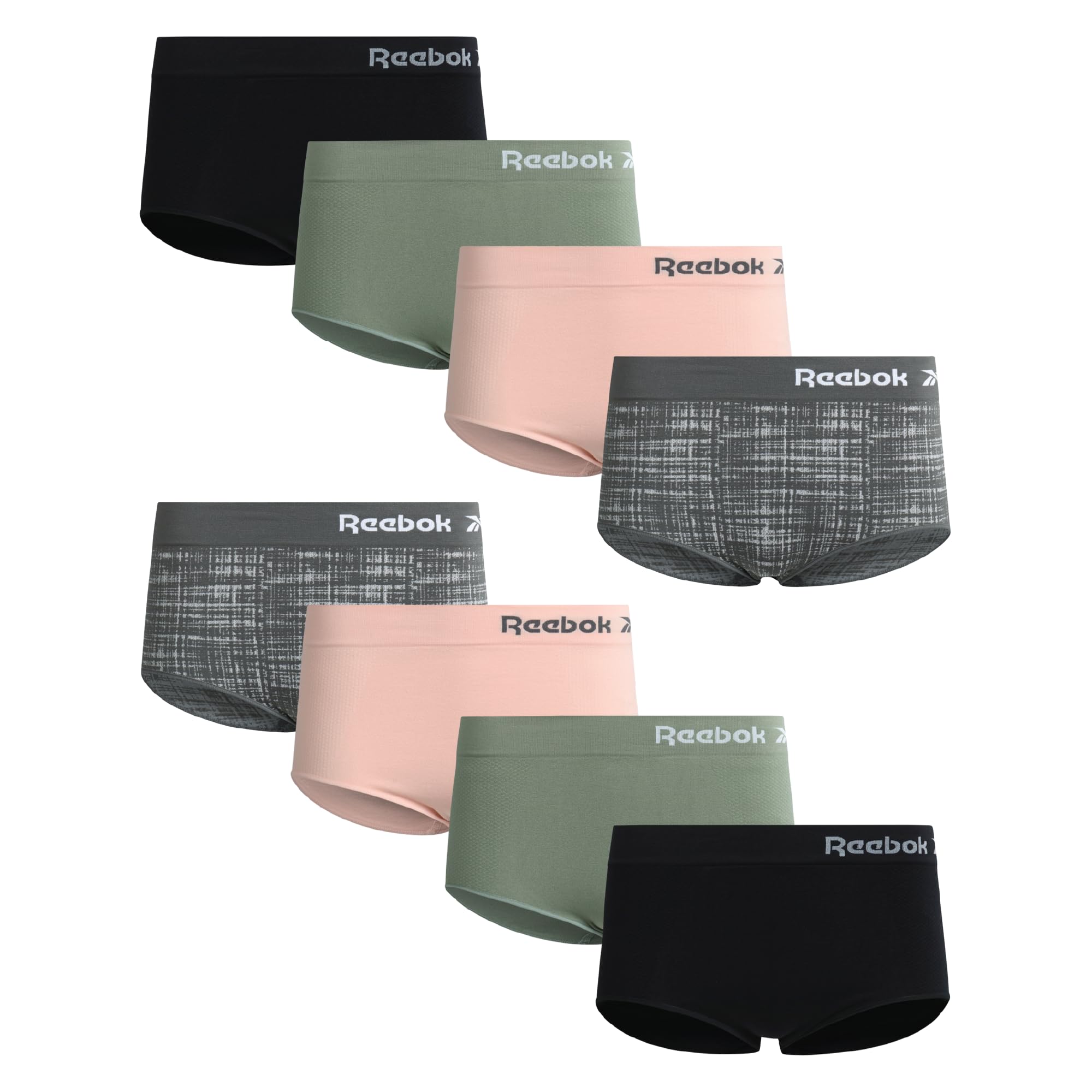 Reebok Womens Briefs - 8 Pack Stretch Comfort High Rise, Tag-Free Seamless | Soft Flexible Feel Moves with Your Day, Clean Barely-There Fit Helps Reduce Visible Lines Under Fitted Clothes