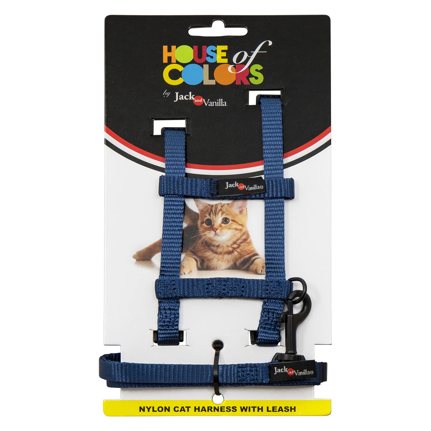 JACK AND VANILLA, Ergonomic Cat Harness with Leash, Durable Nylon, Easy Fit, Optimal Comfort, Modern Design, Blue, Size 10 mm x 120 cm, Nylon Model