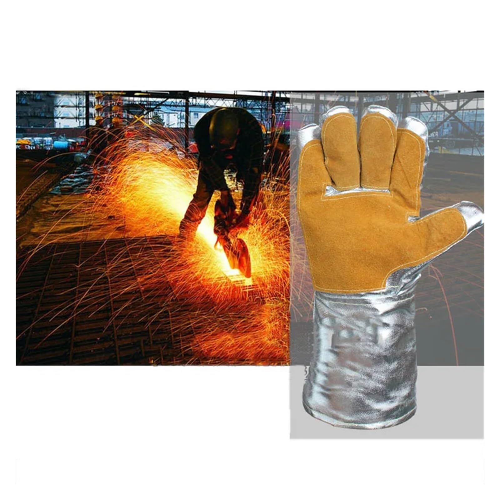 Guantes Soldador Guantes de cuero for soldadura autodefensa, guantes protectores, alta temperatura, trabajo for soldador